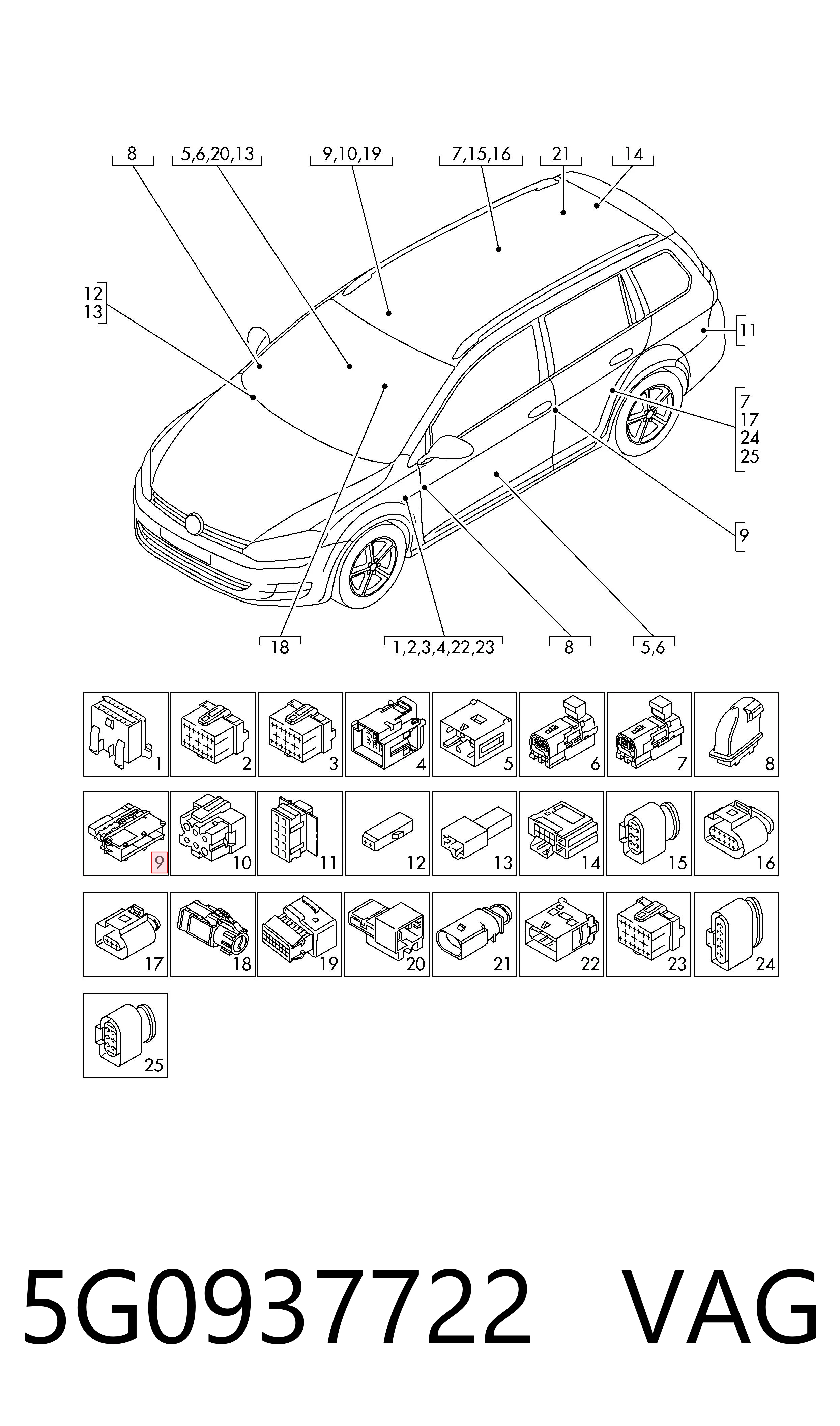 5G0937722 VAG Разъем (фишка) генератора