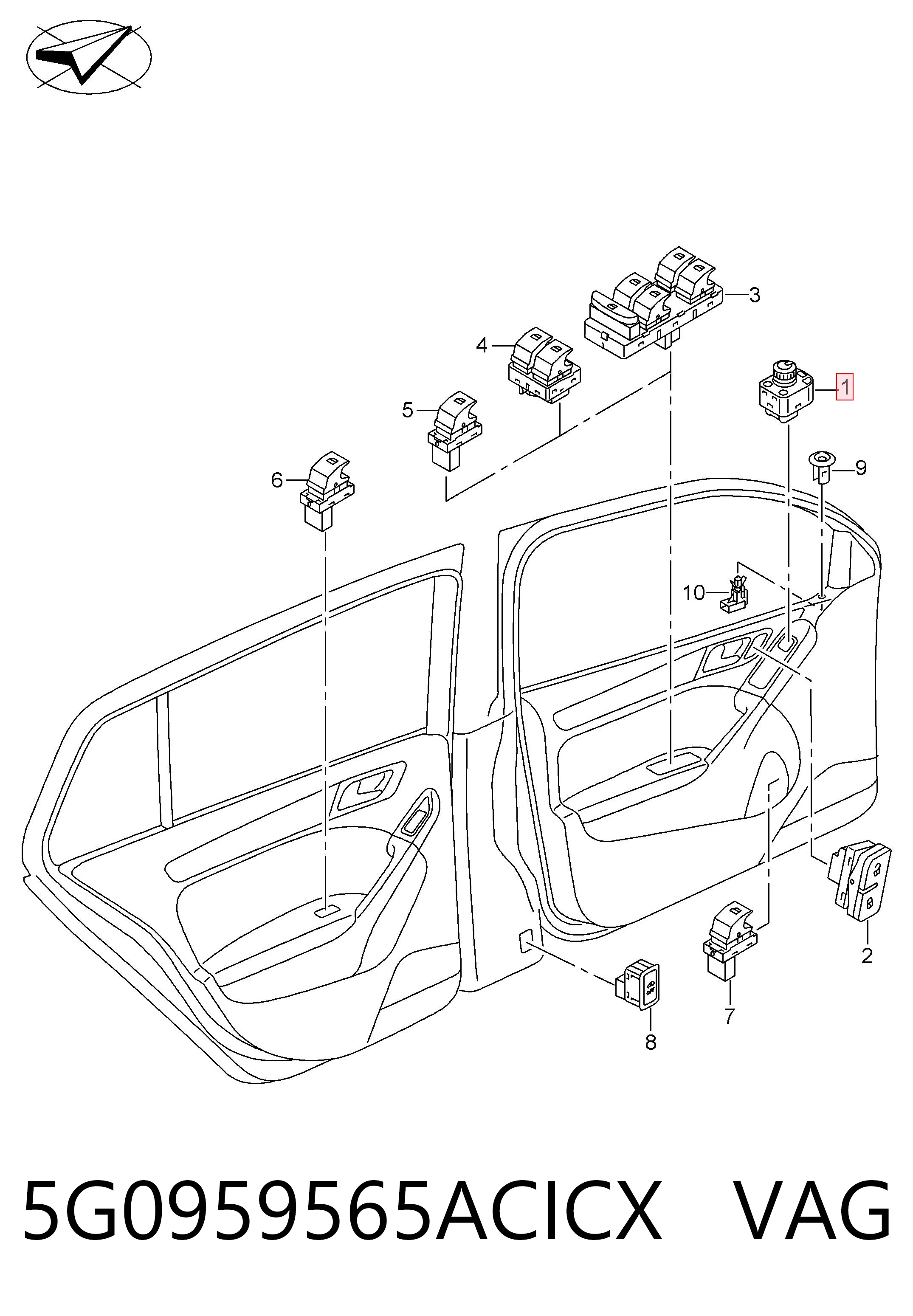 5G0959565ACICX VAG Регулятор зеркал