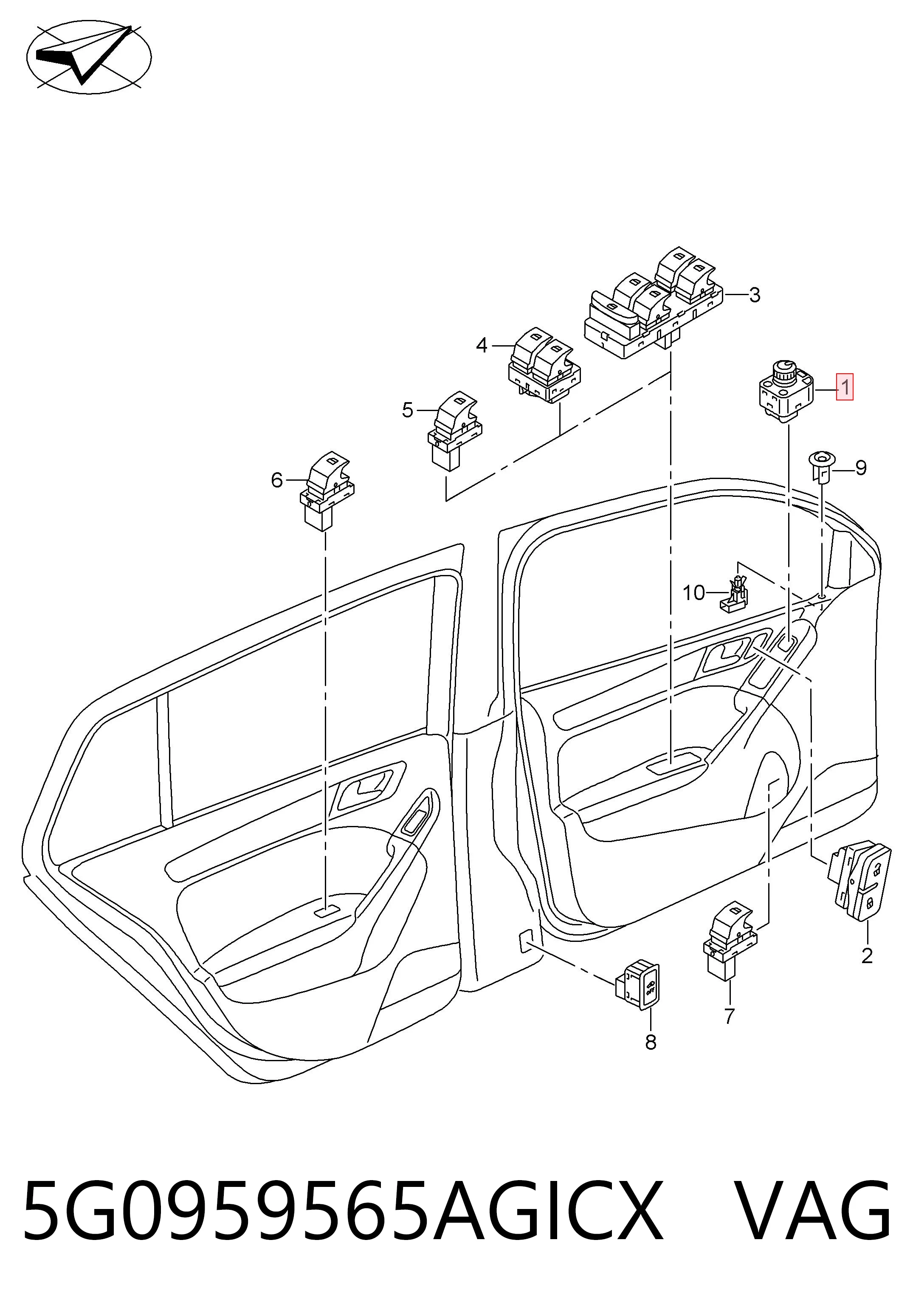 5G0959565AGICX VAG Регулятор зеркал