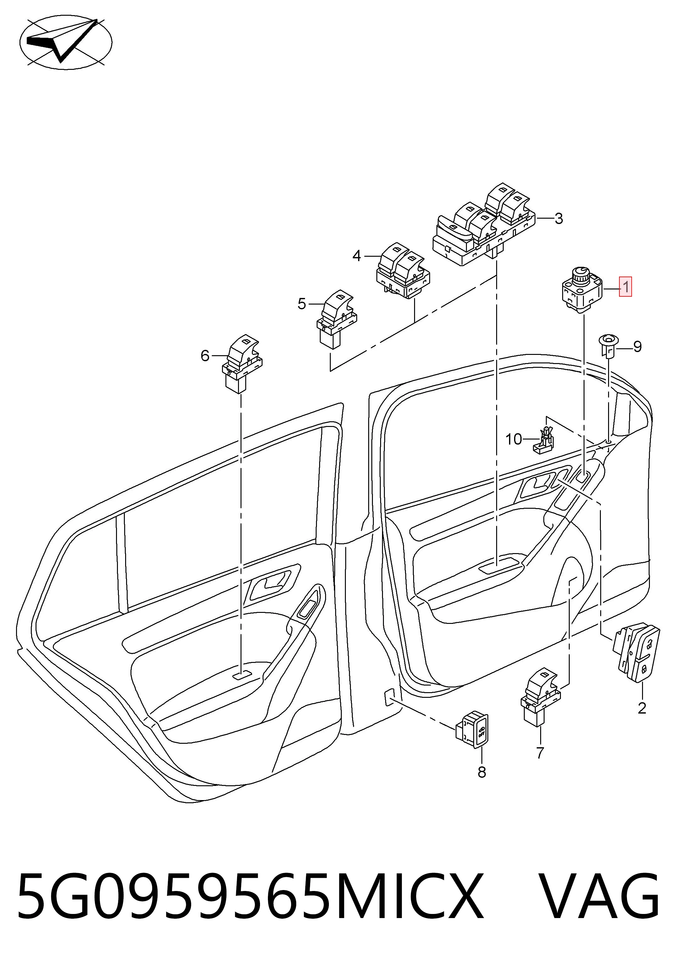 5G0959565MICX VAG Регулятор зеркал