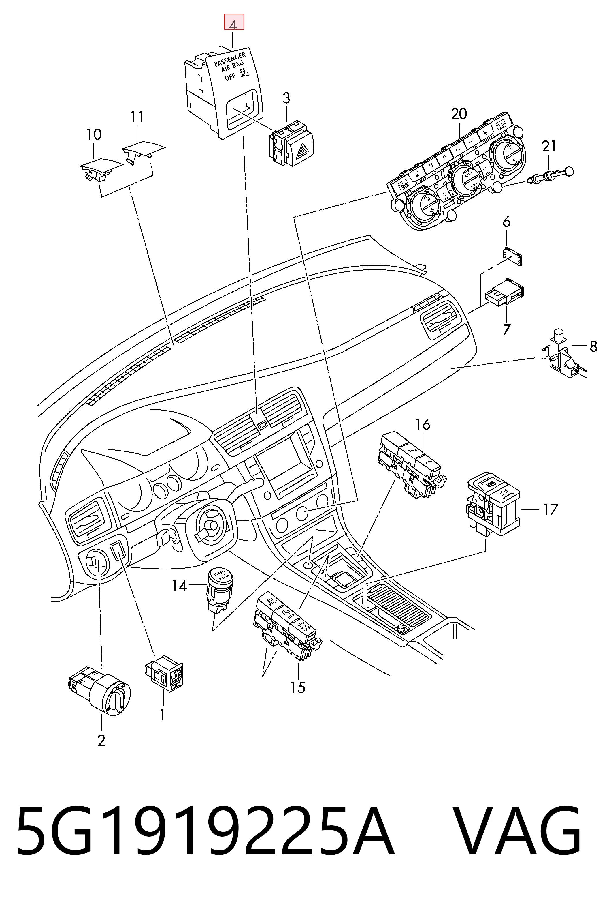  Кнопка аварийки Volkswagen Golf 