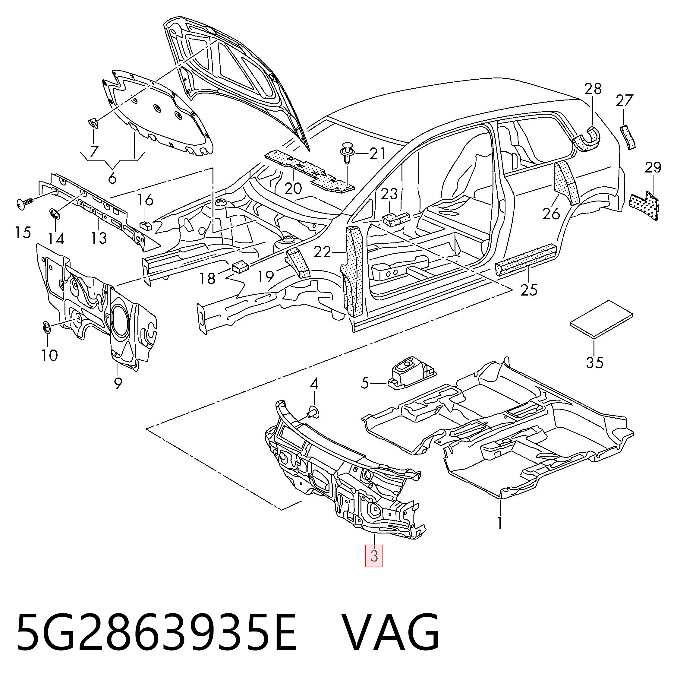 5G2863935E VAG Шумоизоляция моторного щита