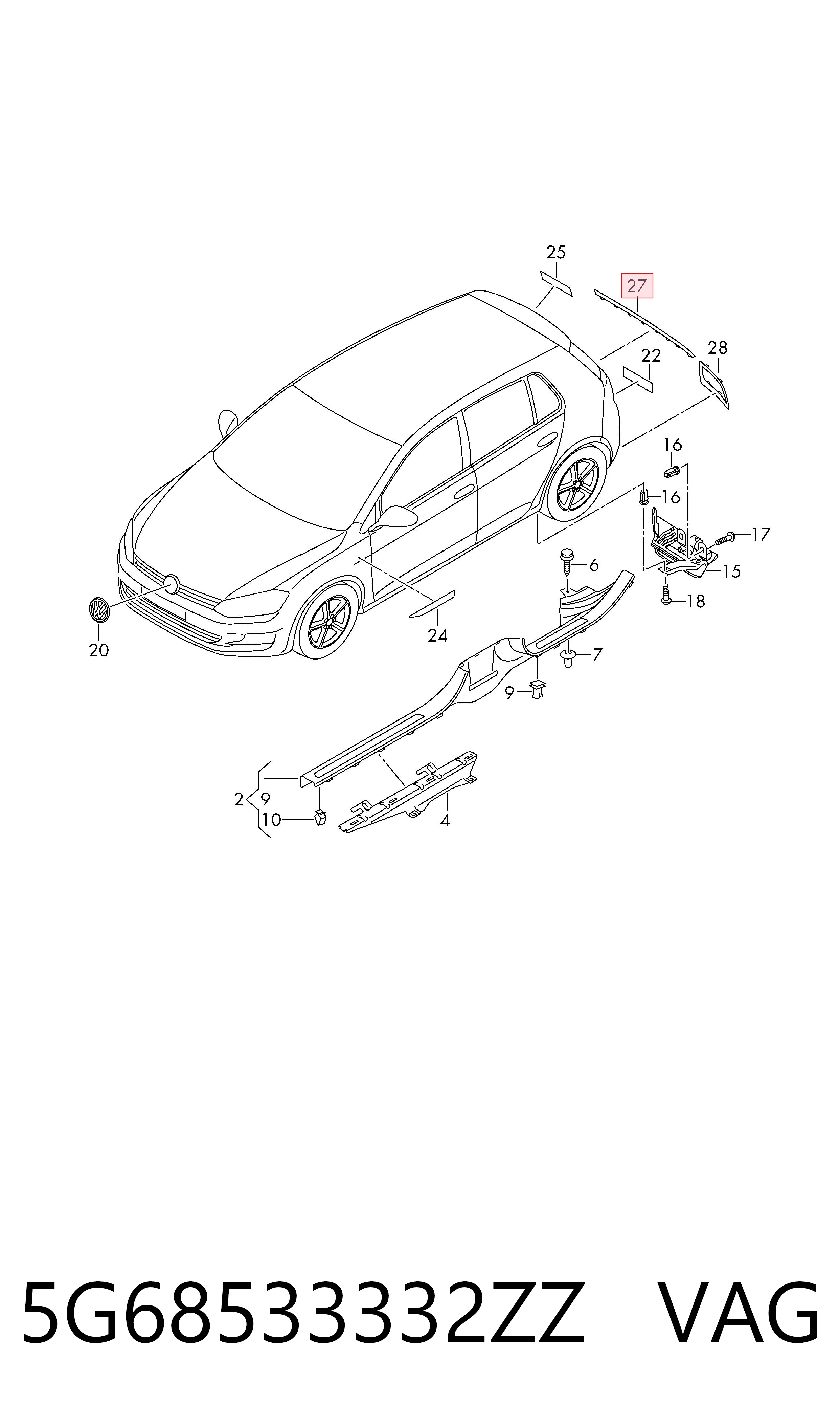  VAG 5G68533332ZZ цена, от 16.65 USD