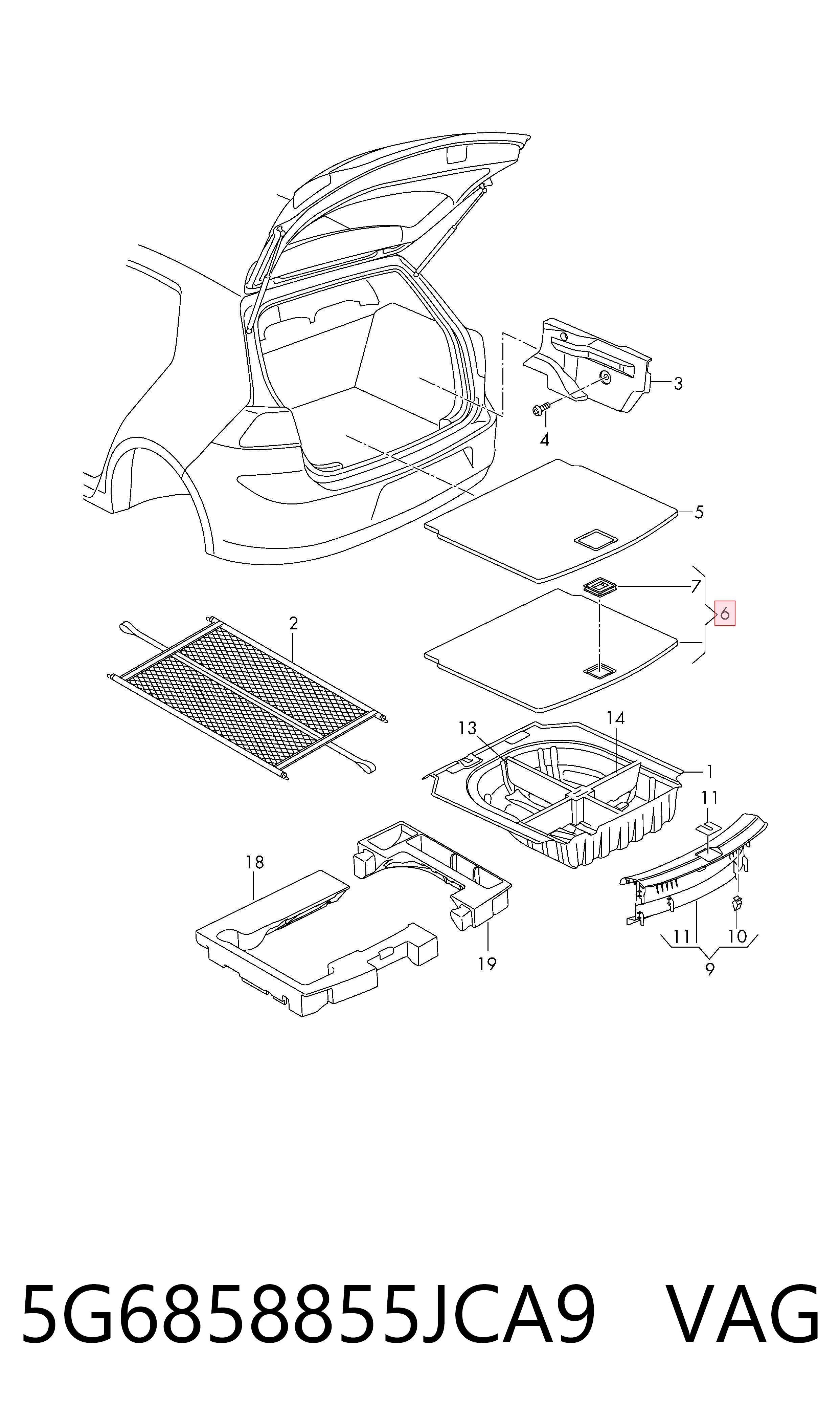 Облицовка багажного отсека нижняя VAG 5G6858855JCA9 цена, от 88.05 USD
