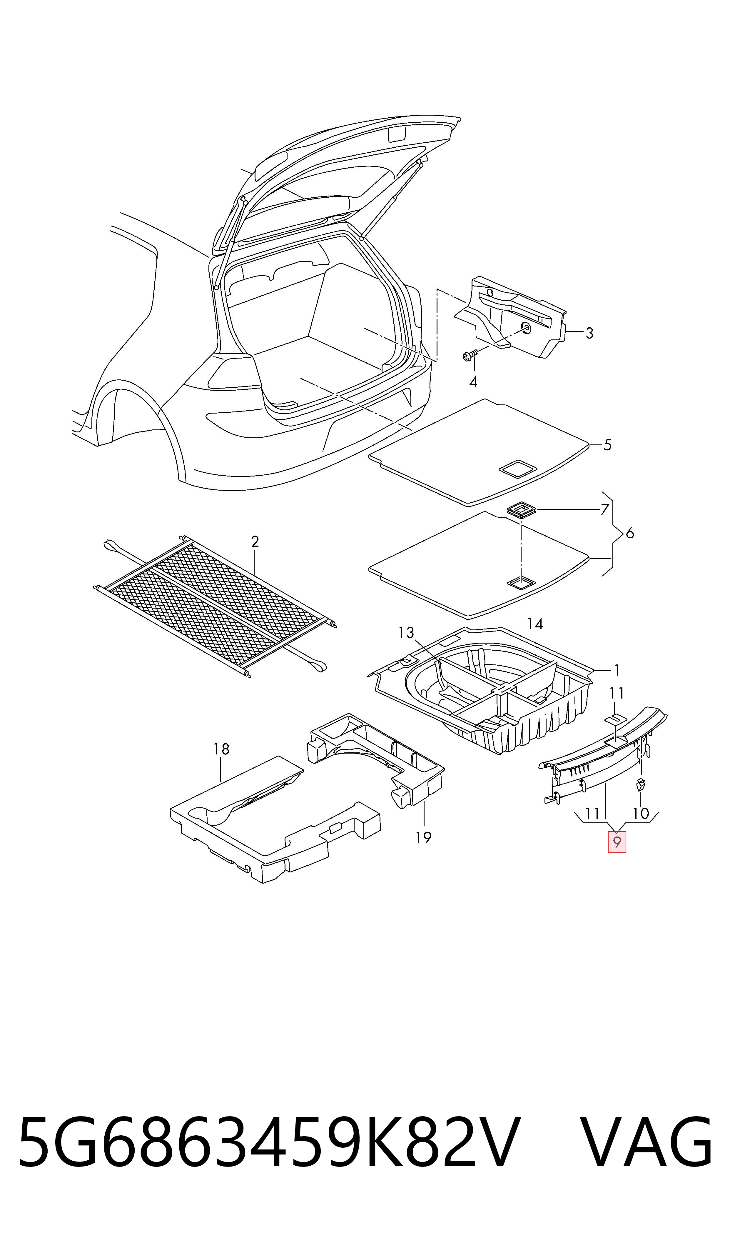 5G6863459K82V VAG Накладка перегородки