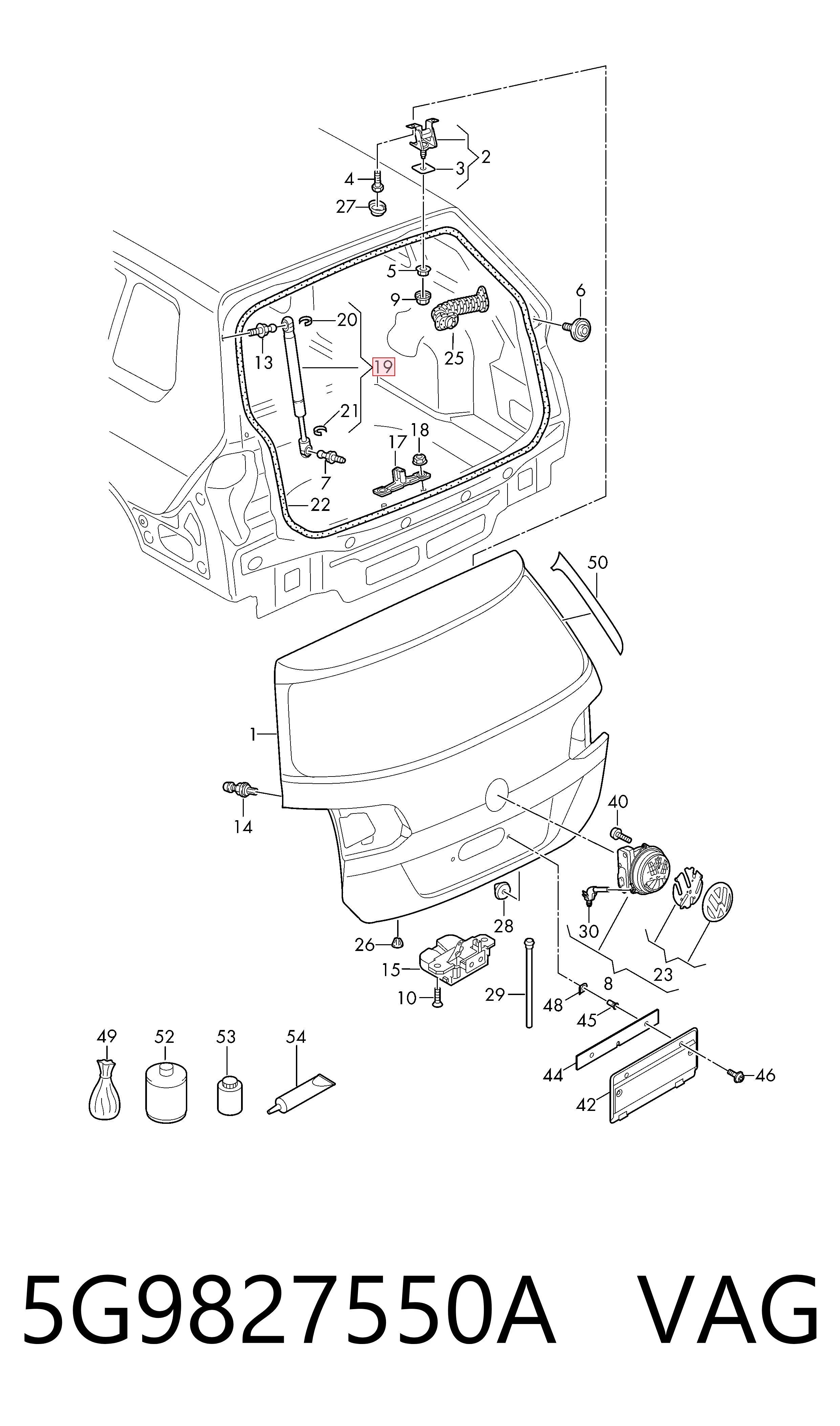 5G9827550A VAG Амортизатор крышки багажника
