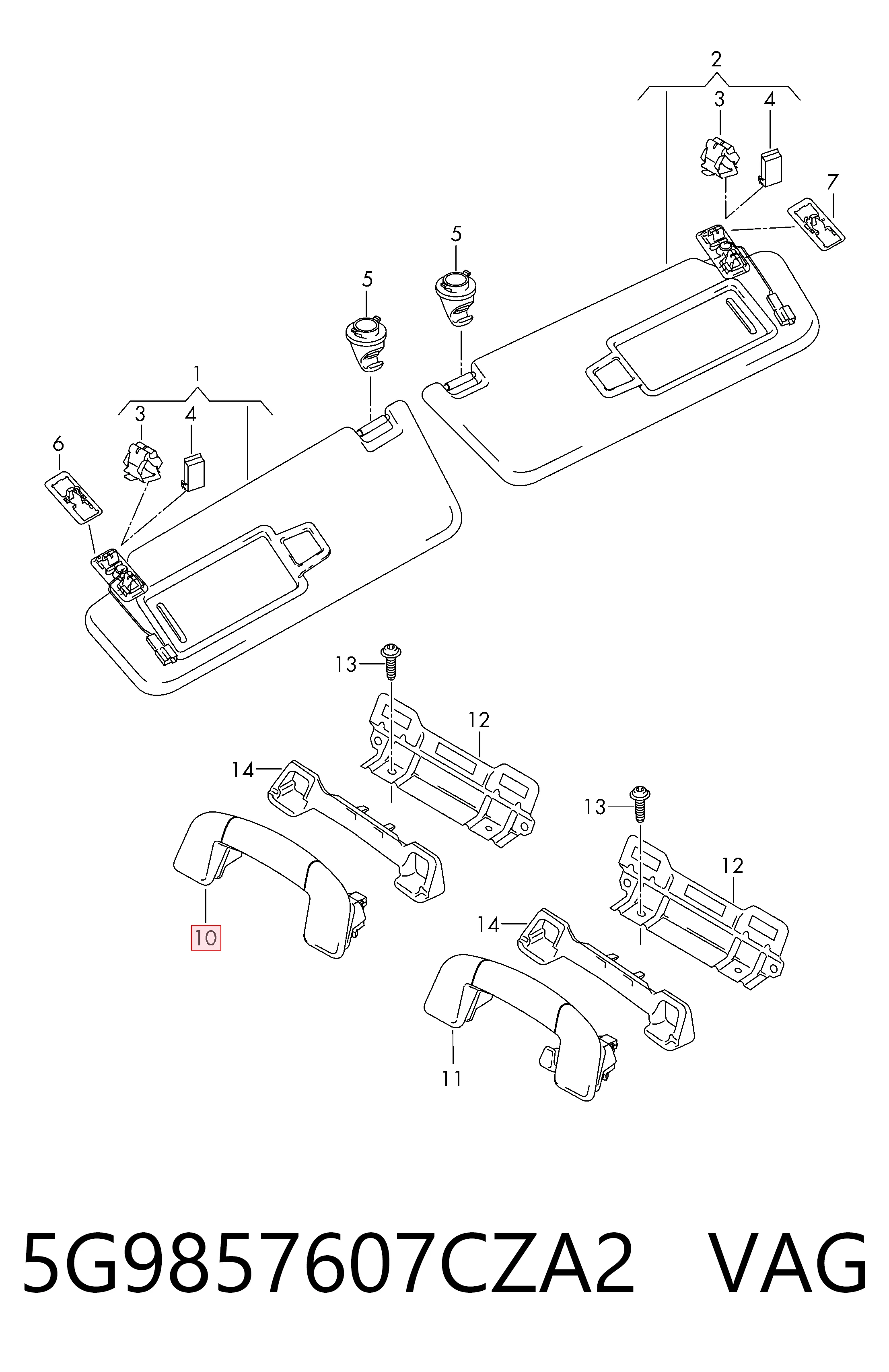 5G9857607CZA2 VAG Поручни (держатели) и крючок для одежды
