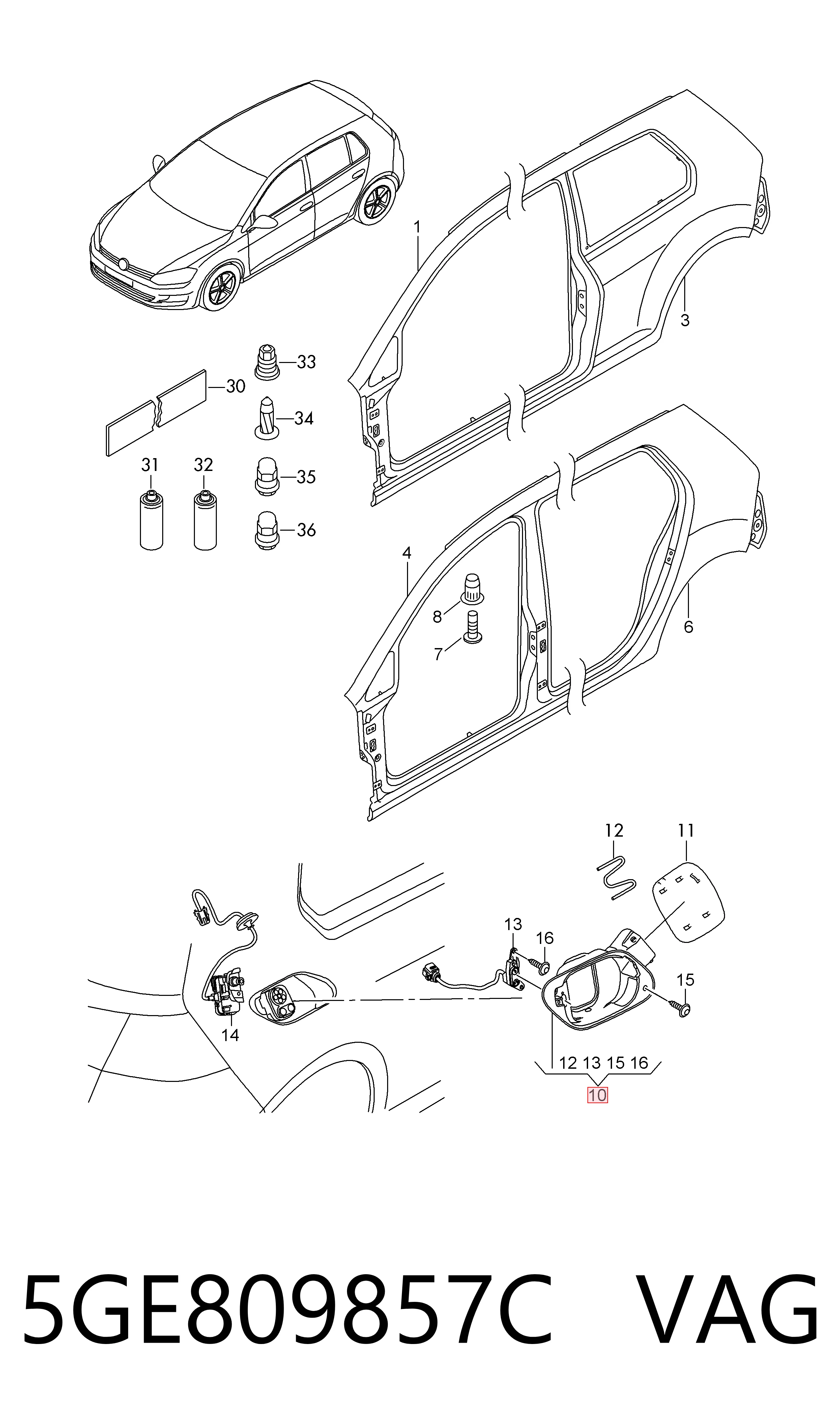 5GE809857C VAG Горловина бензобака