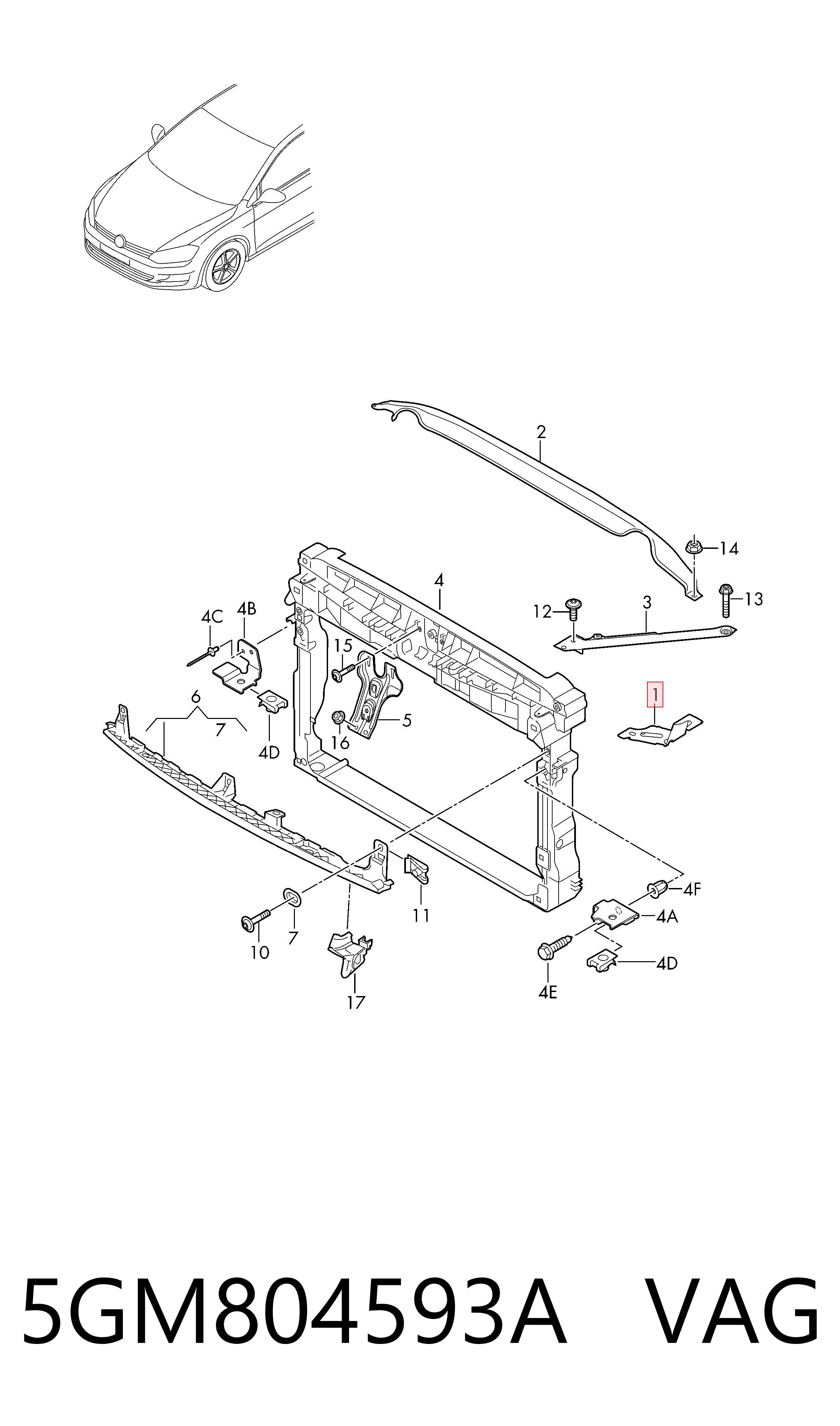 5GM804593A VAG Крепление фары передней, левой