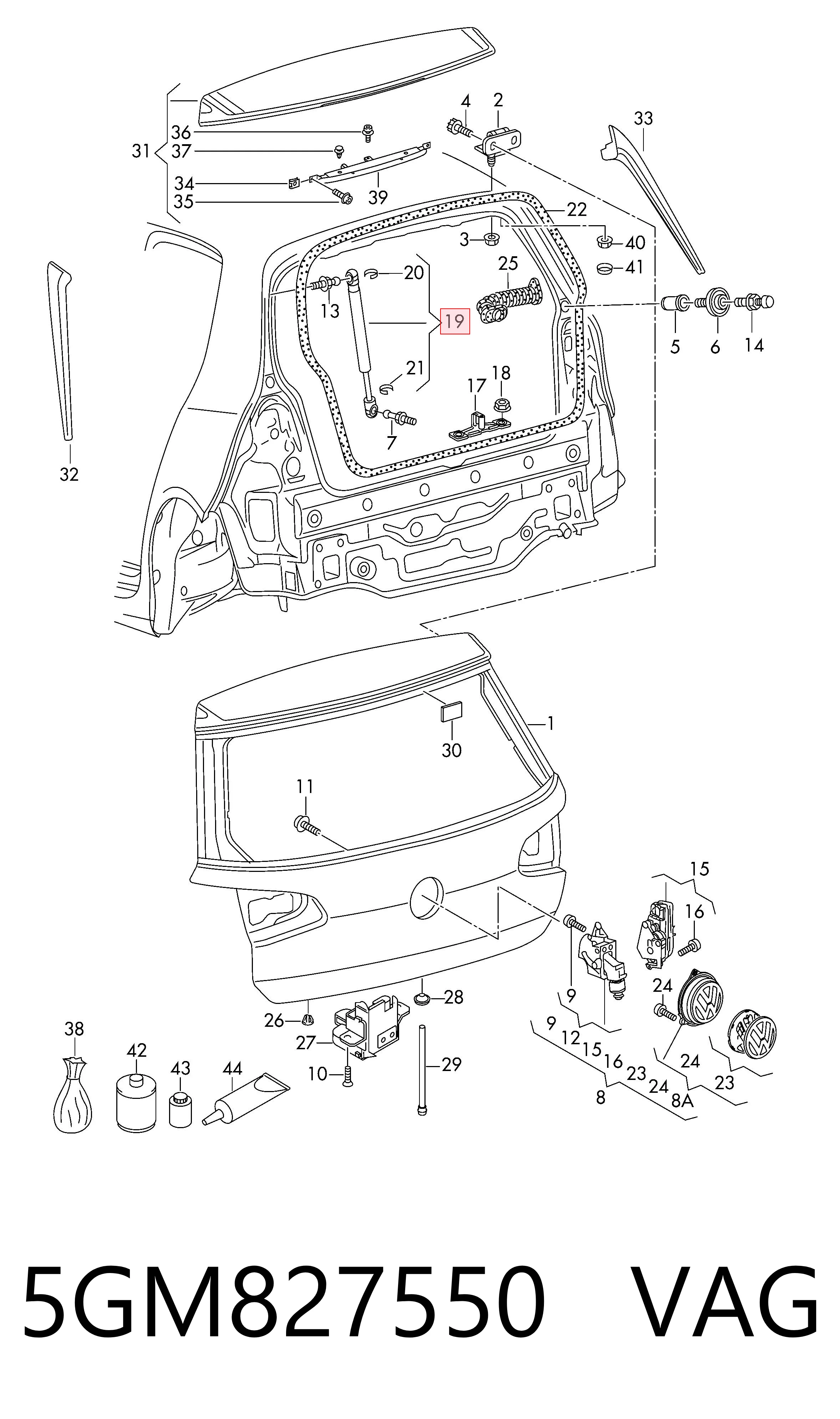 5GM827550 VAG Амортизатор крышки багажника