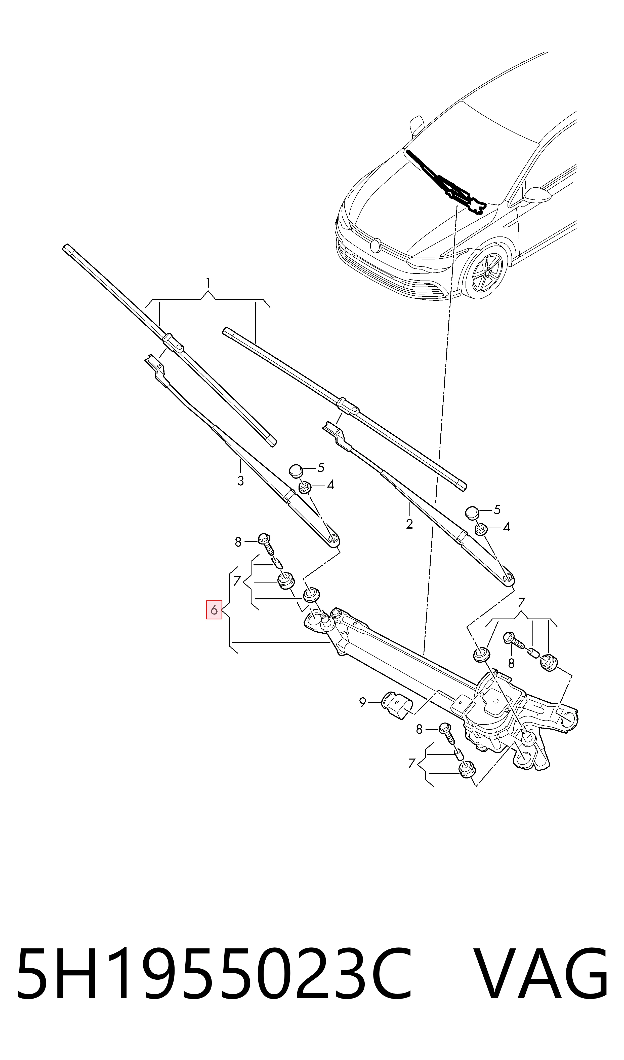 Трапеция стеклоочистителя на Volkswagen Golf VIII CD1, DA1