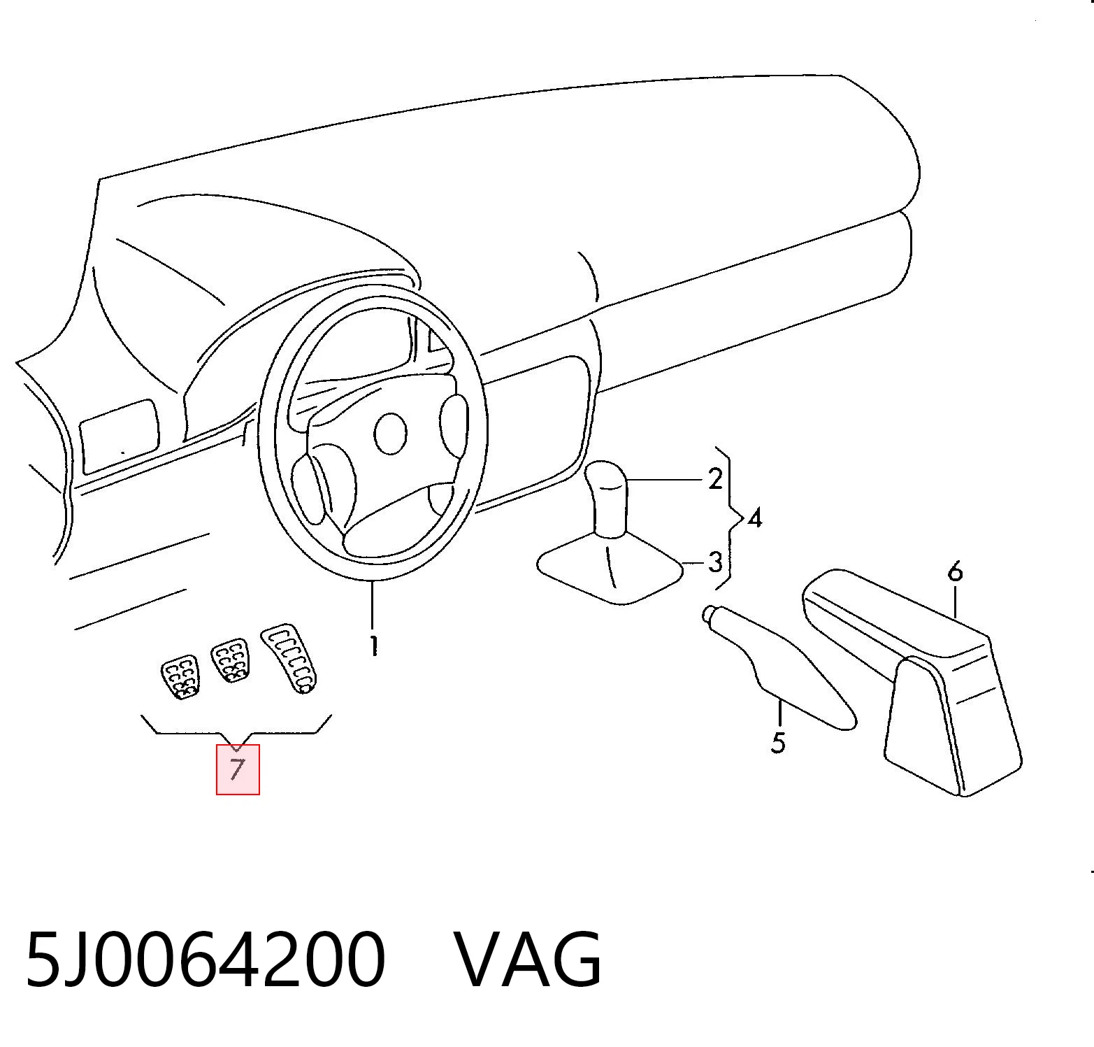 5J0064200 VAG Накладка педалей