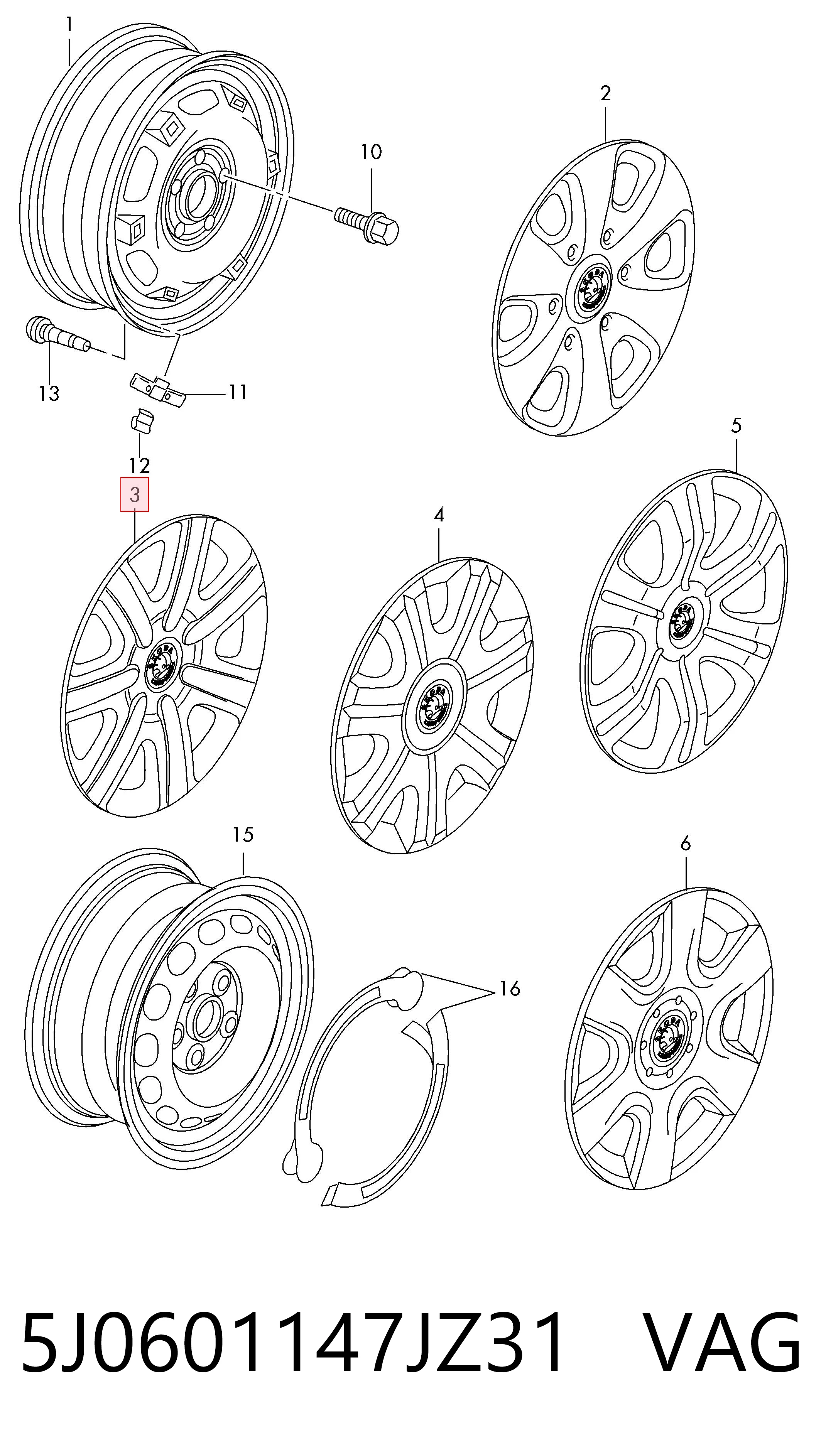 5J0601147JZ31 VAG Колпаки на диски