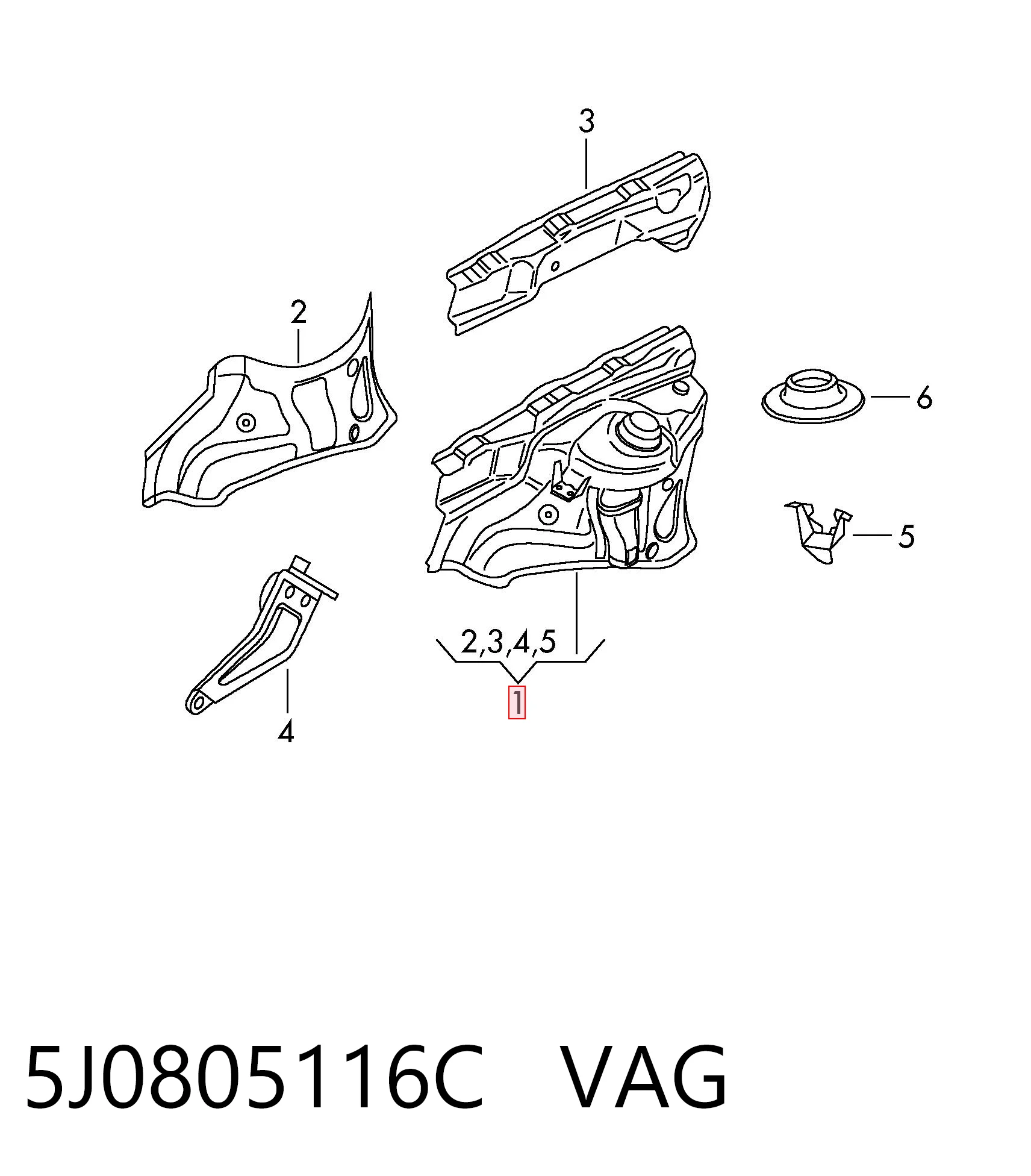 5J0805116C VAG Арка крыла переднего правого