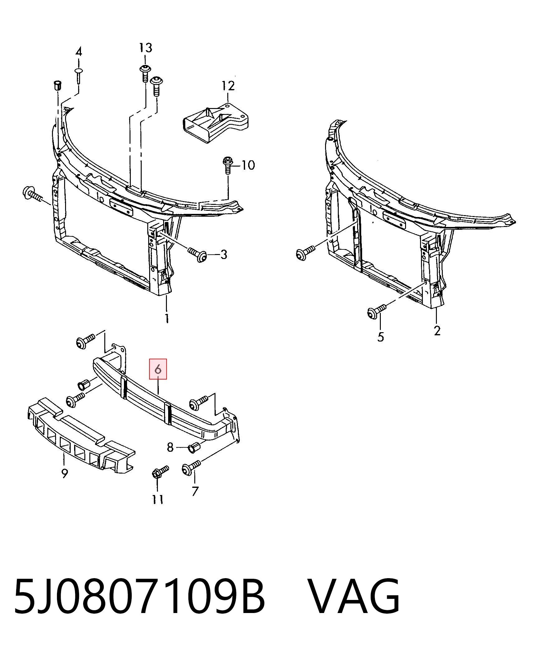 5J0807109B VAG Балка бампера переднего