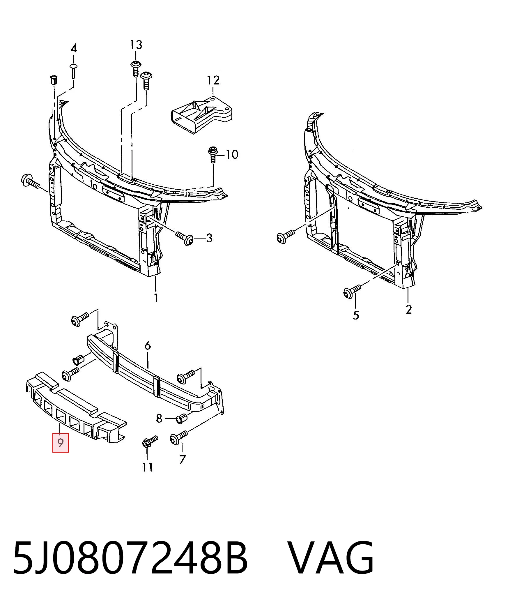 5J0807248B VAG Наполнитель бампера переднего
