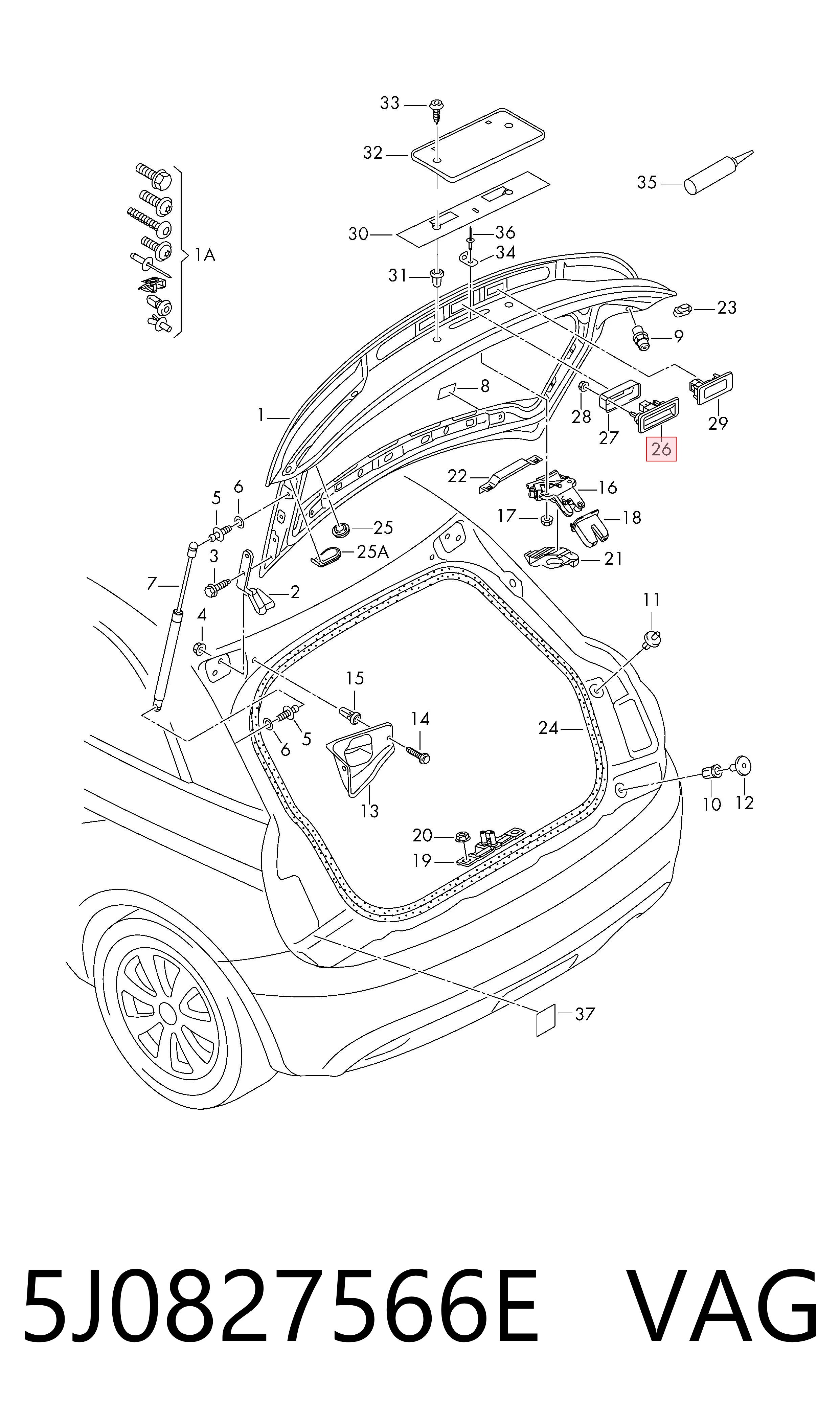 Ручка багажника VAG 5J0827566E цена, от 13.36 USD