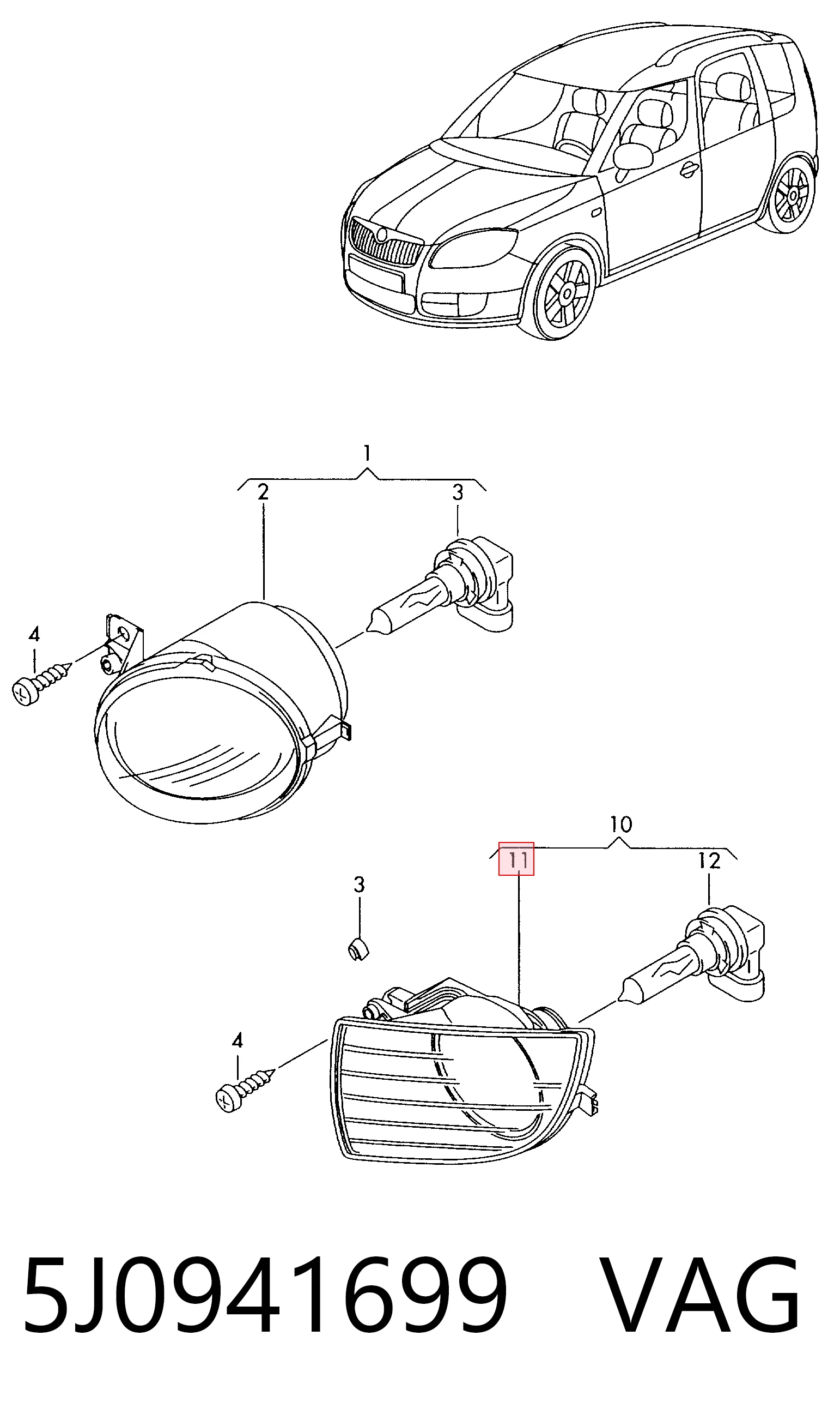 Левая противотуманная фара Polcar 691529T