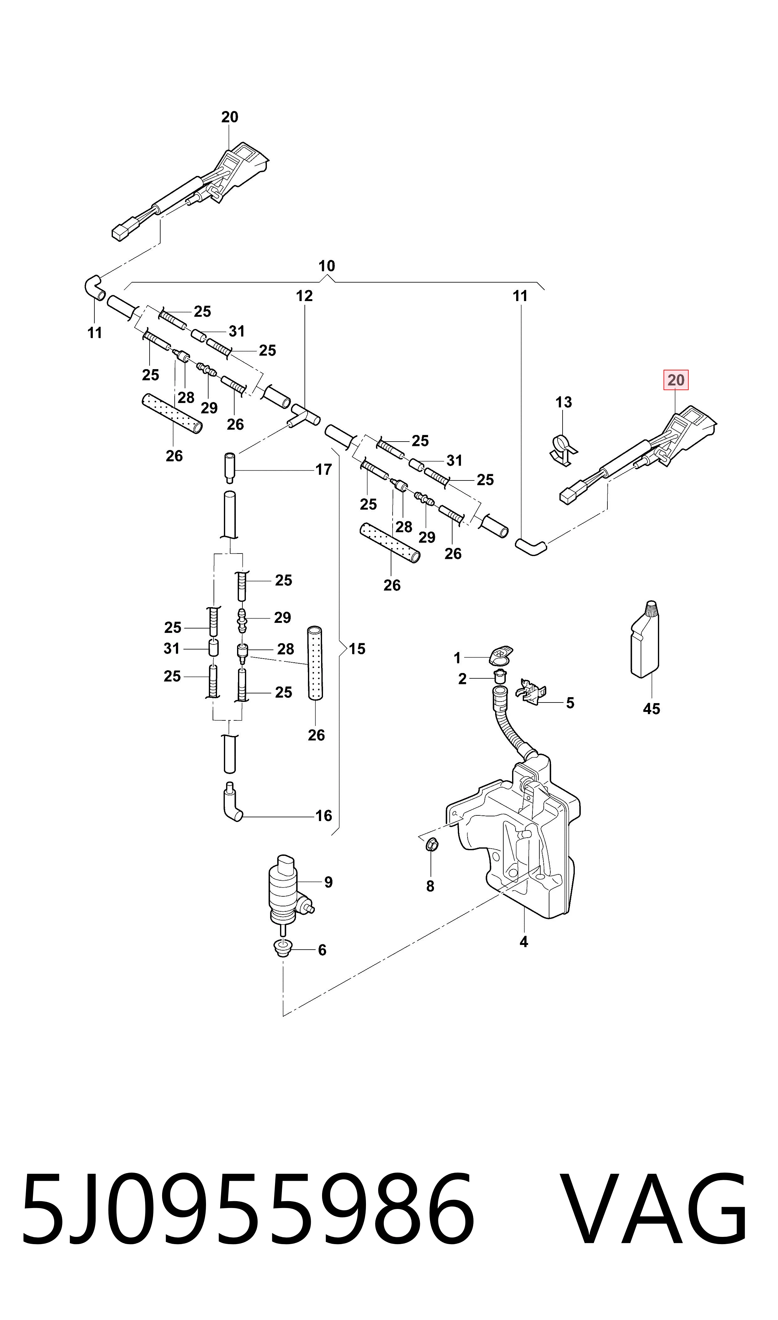 Форсунка омывателя 3J955132 AND