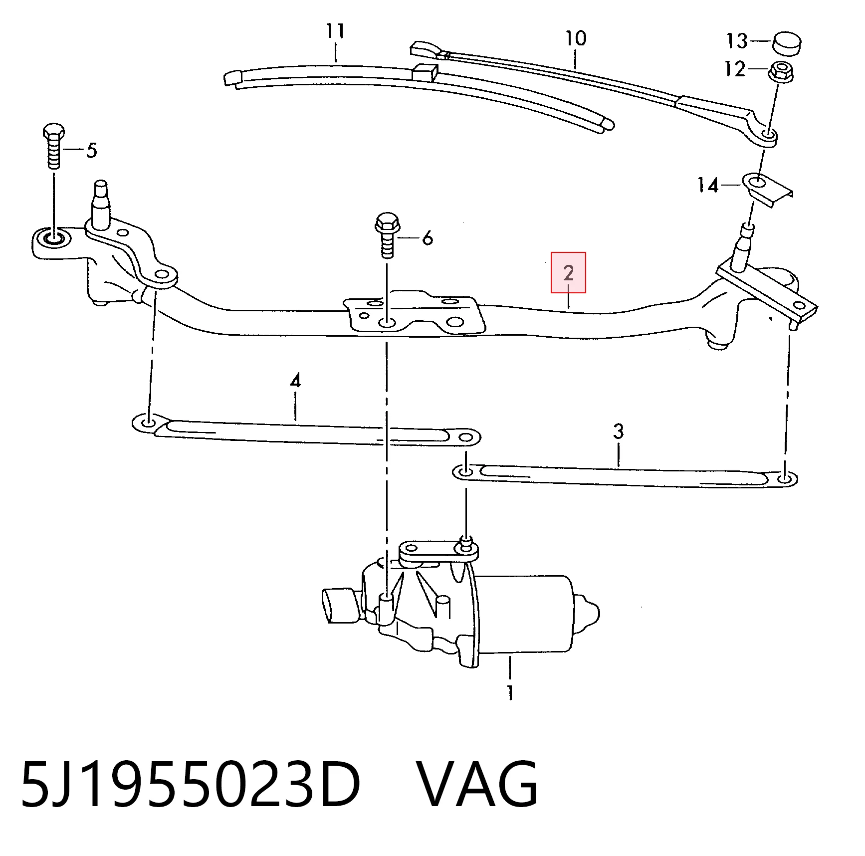 5J1955023D VAG Трапеция стеклоочистителя
