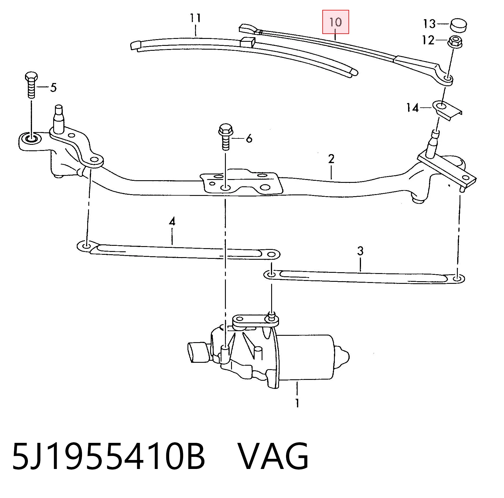 Поводок дворника на Skoda Fabia II 5J2, 542, 572, 582