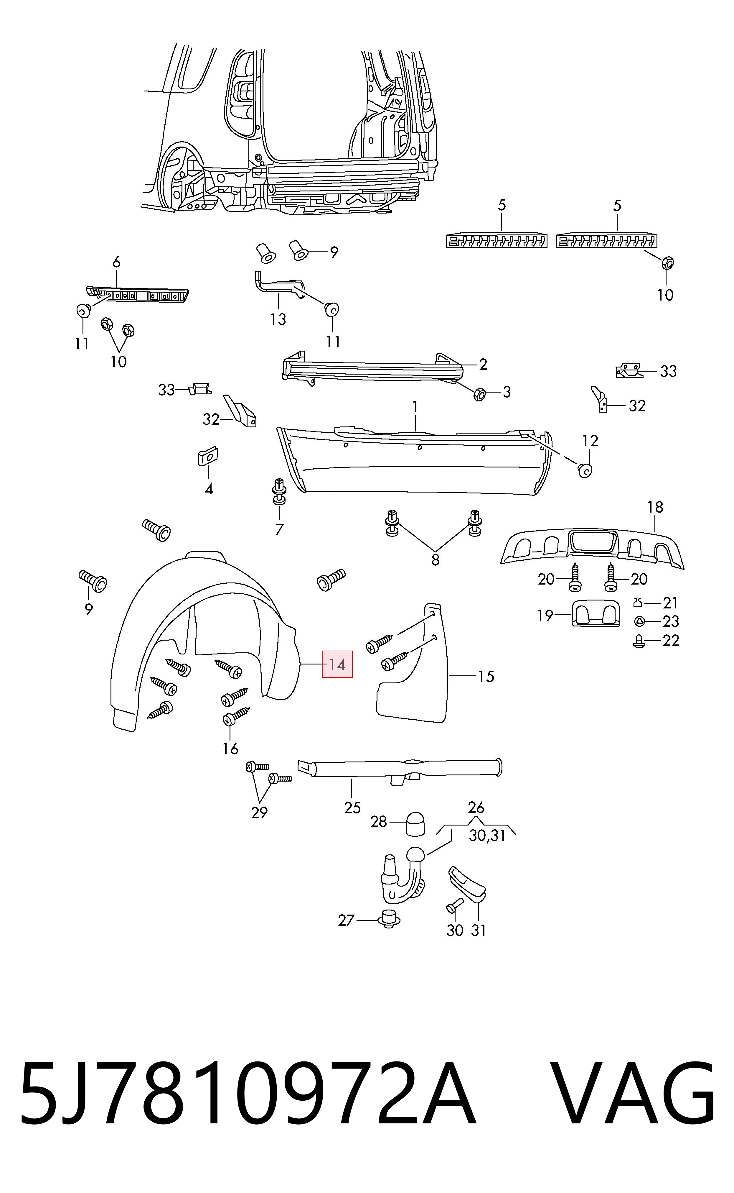 5J7810972A VAG Подкрылок крыла заднего правый