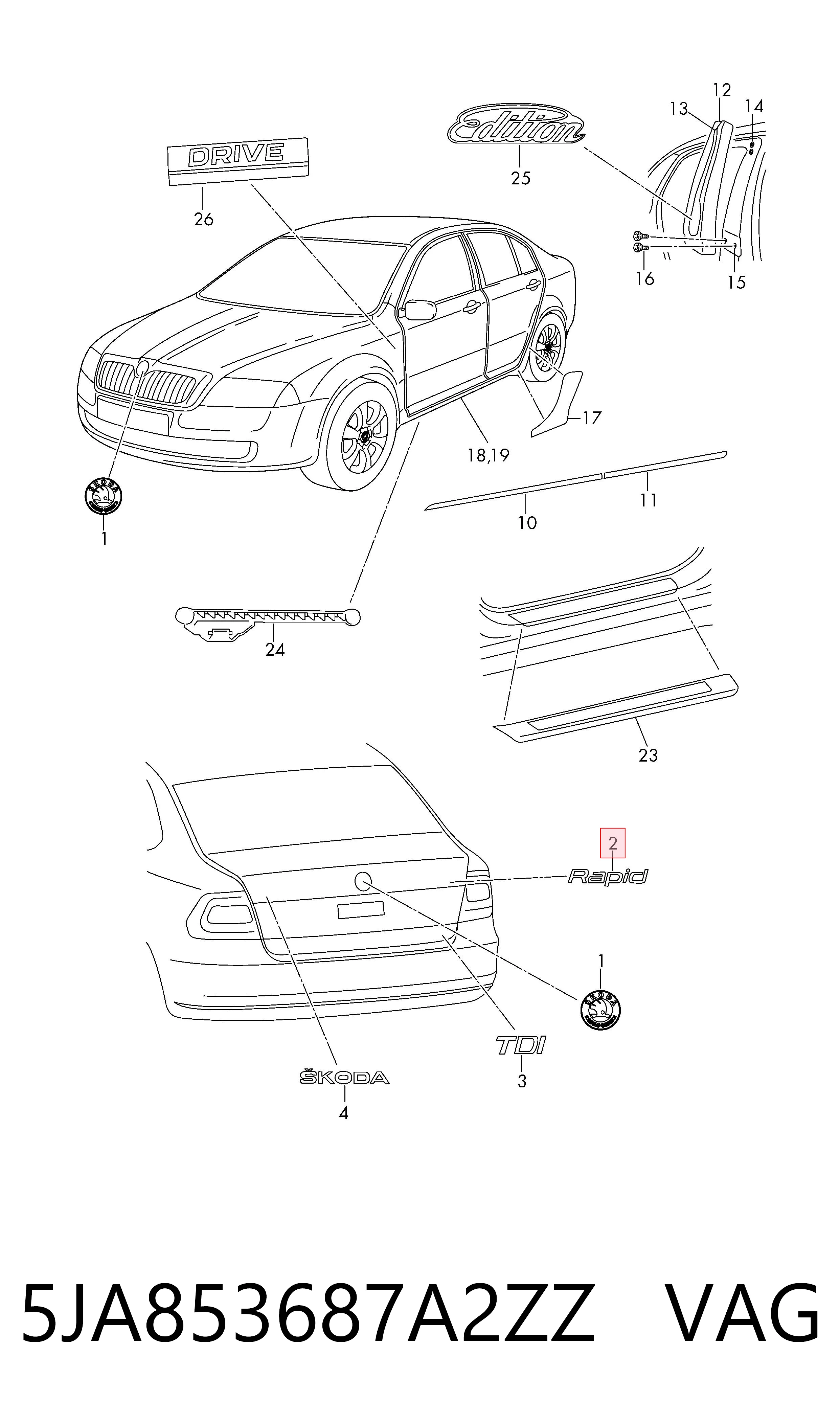 5JA853687A2ZZ VAG Фирменный значек на багажник