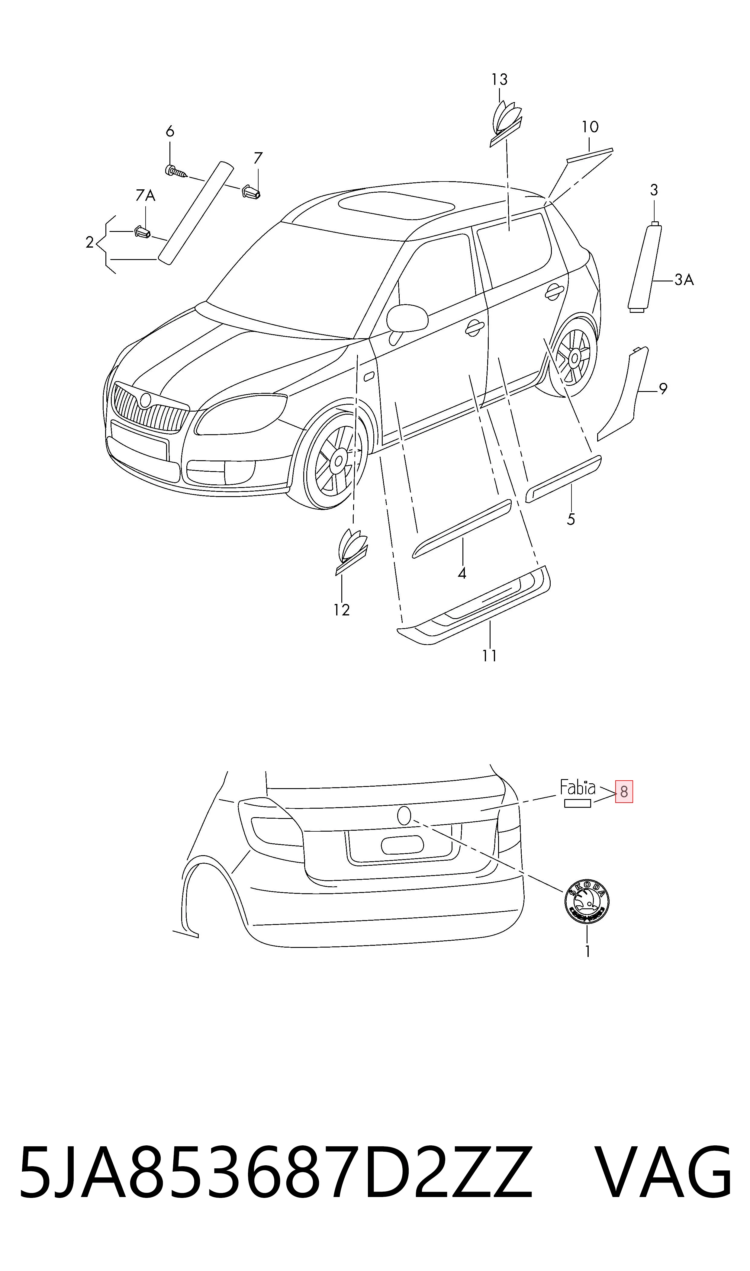 5JA853687D2ZZ VAG Фирменный значек на багажник