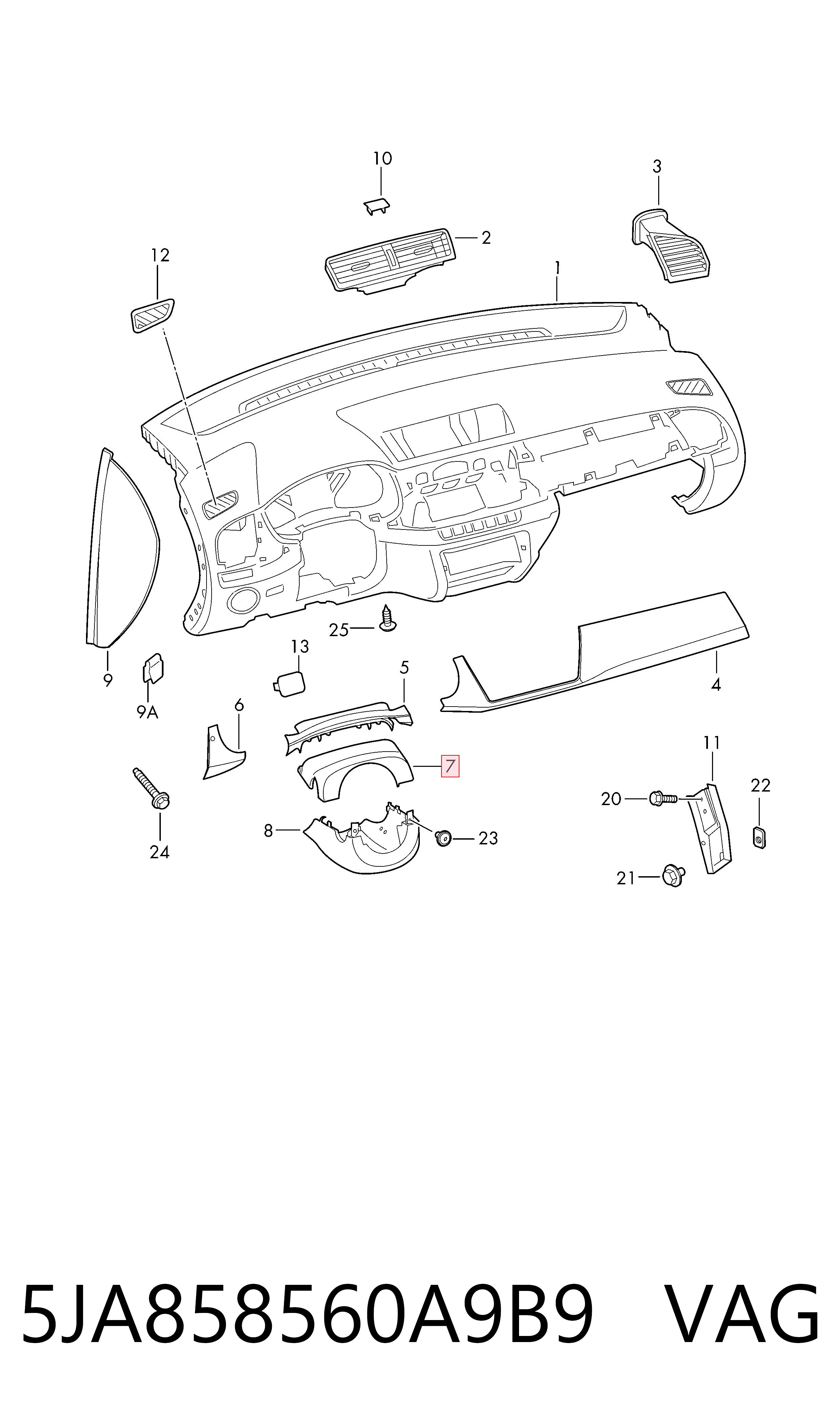5JA858560A9B9 VAG Защитный кожух рулевого механизма