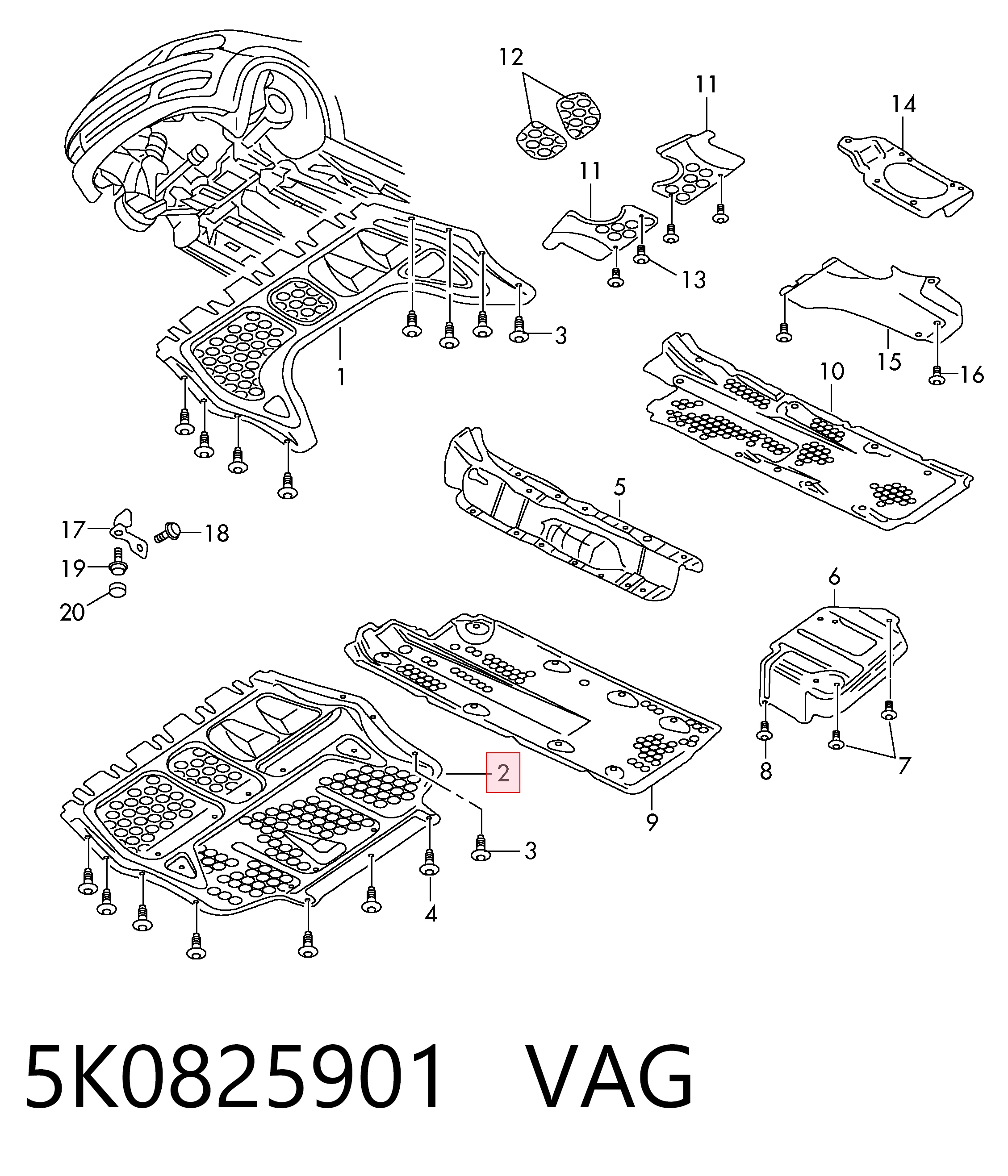 5K0825901 VAG Защита двигателя передняя