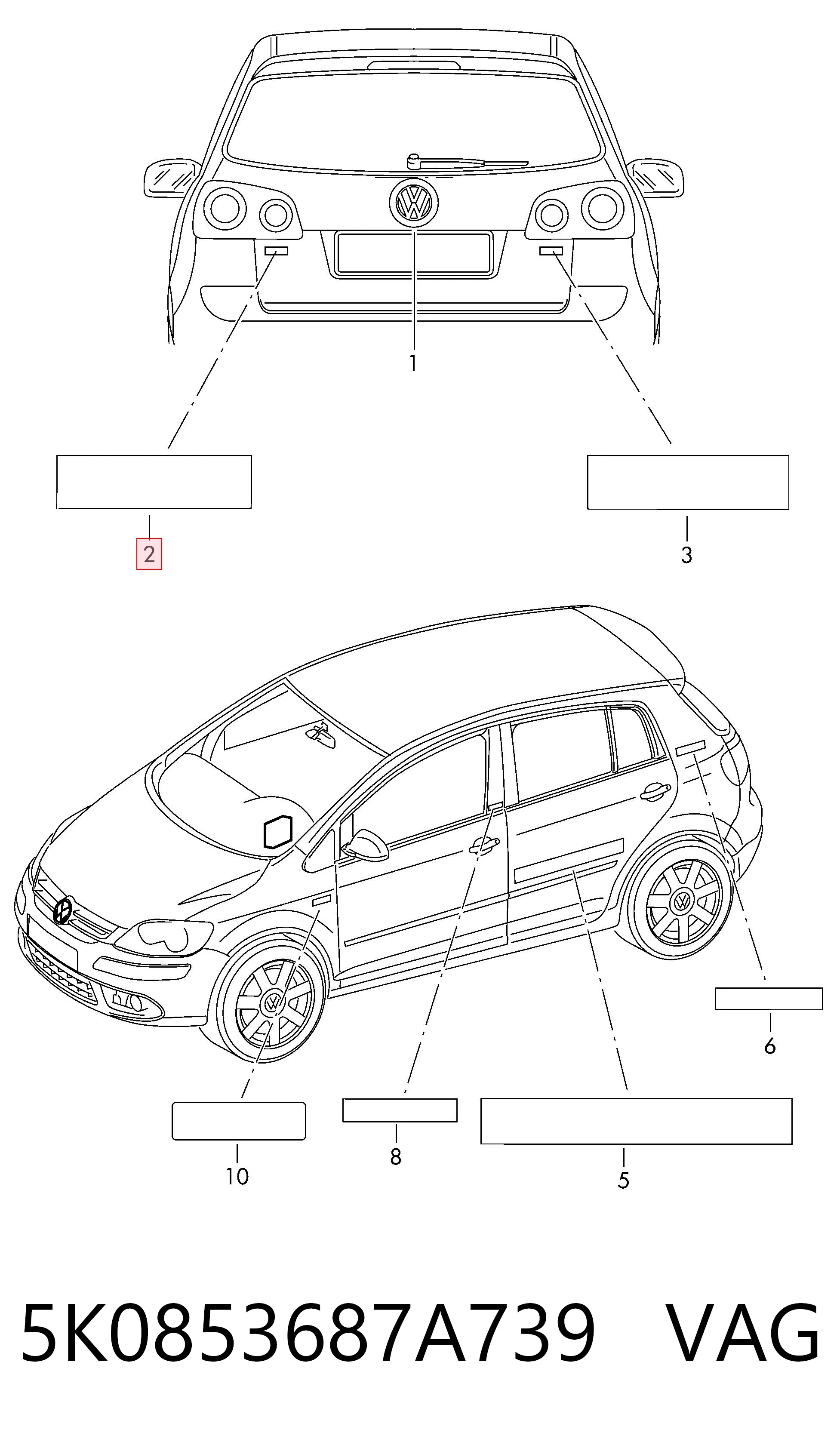 Фирменный значек на багажник на Volkswagen Golf PLUS VI 521