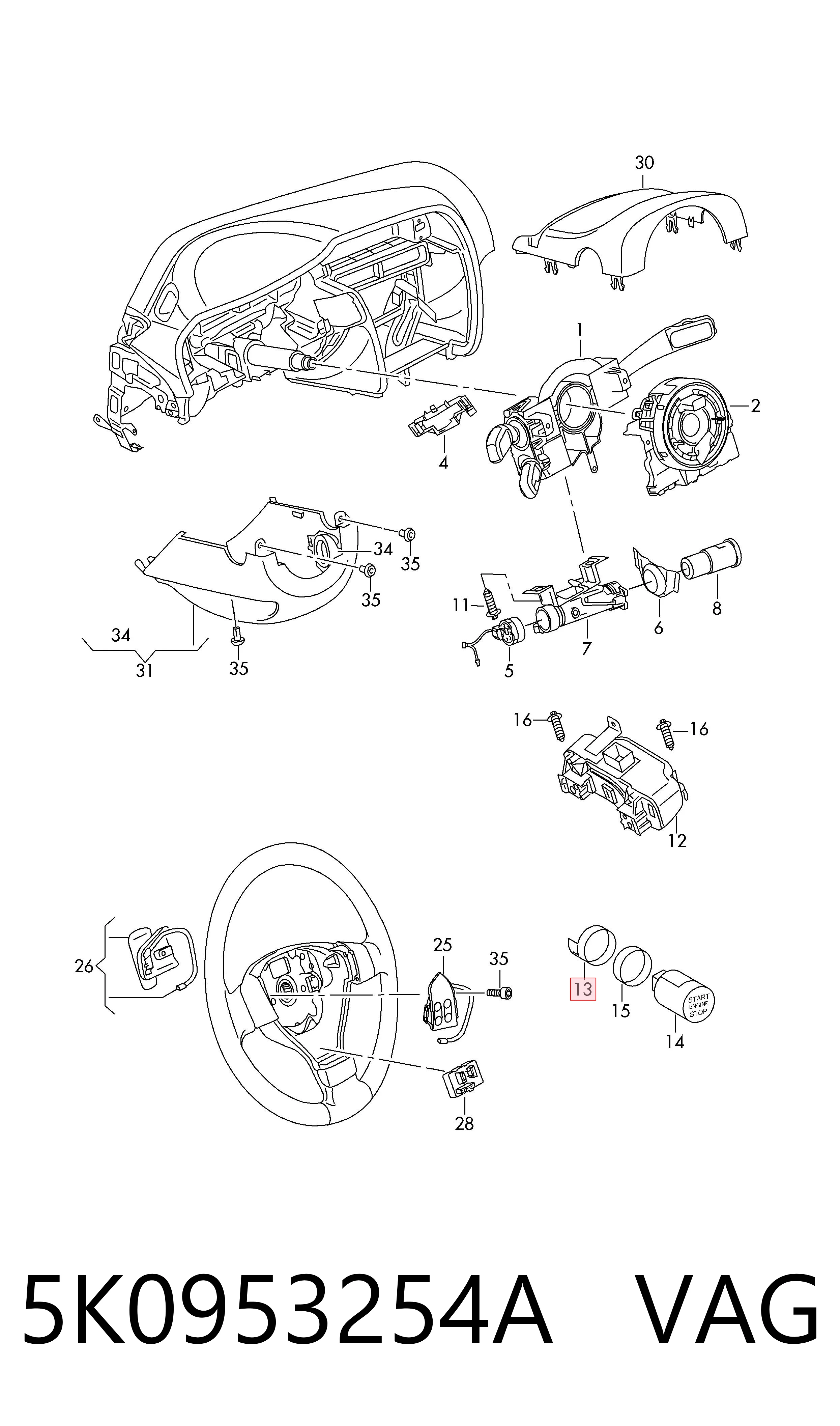 Антенна (кольцо) иммобилайзера VAG 5K0953254A цена, от 6.33 USD