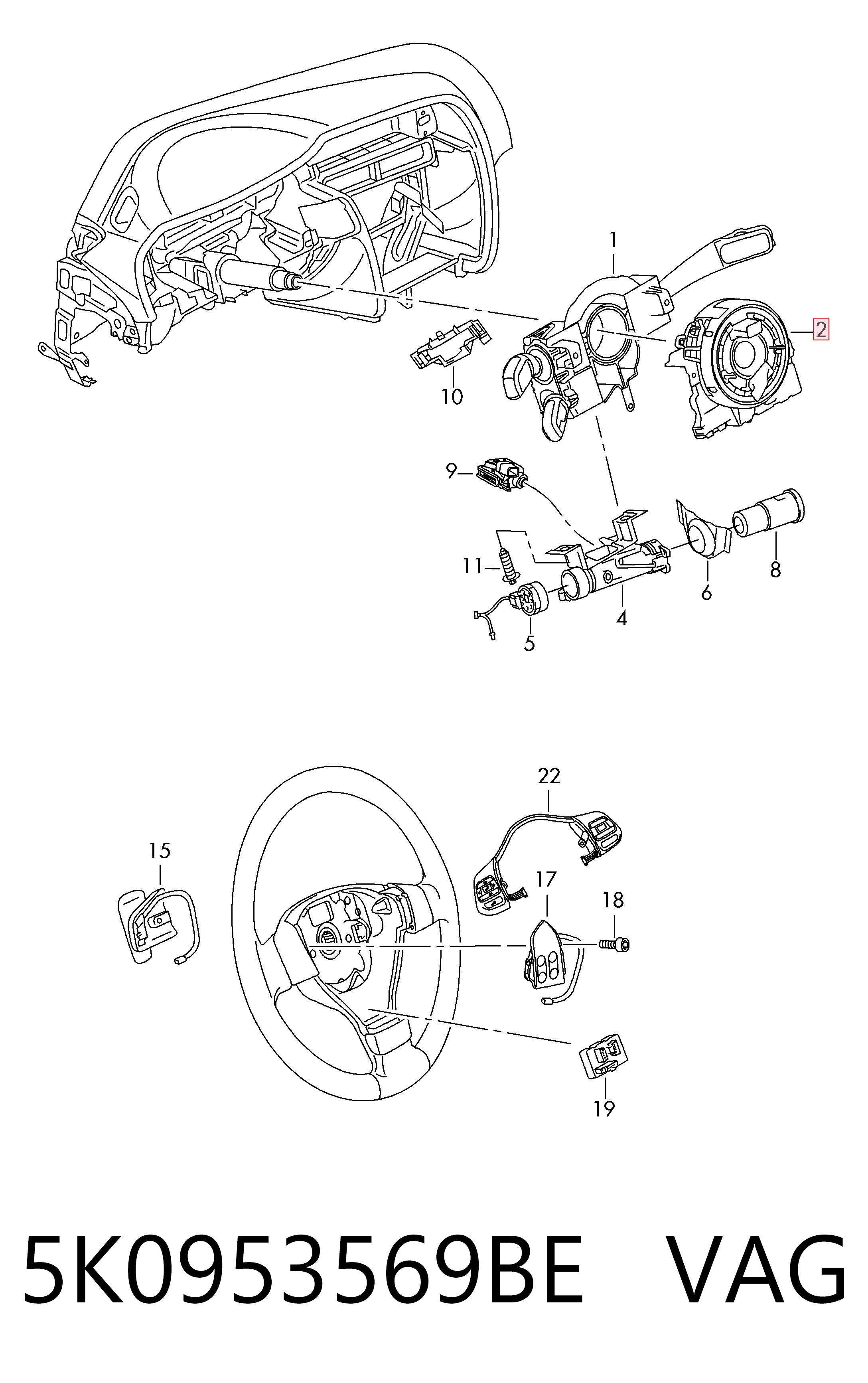 Контактное кольцо подушки безопасности Volkswagen Jetta VI седан (162, 163, AV3, AV2, AY2, AY3) (2011 - 2019) цена, от 322.07 USD