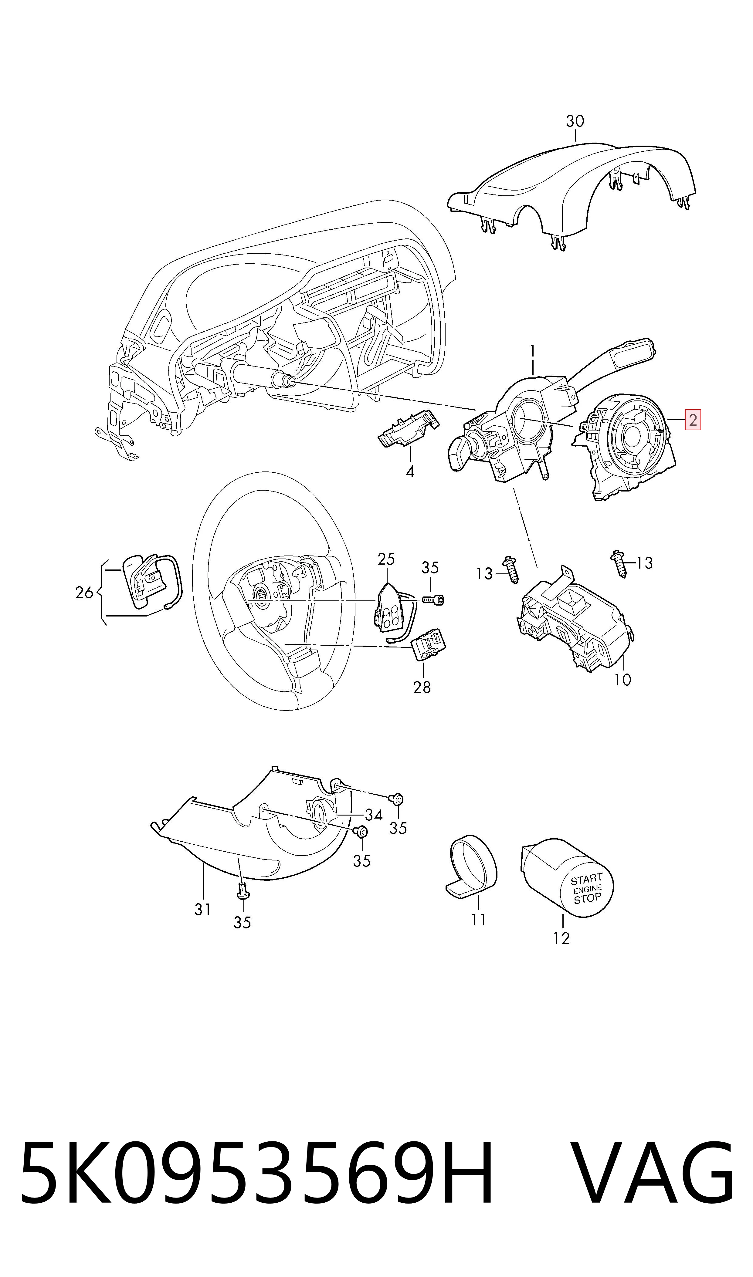 Кольцо подушки безопасности на Seat Altea XL 5P5, 5P8