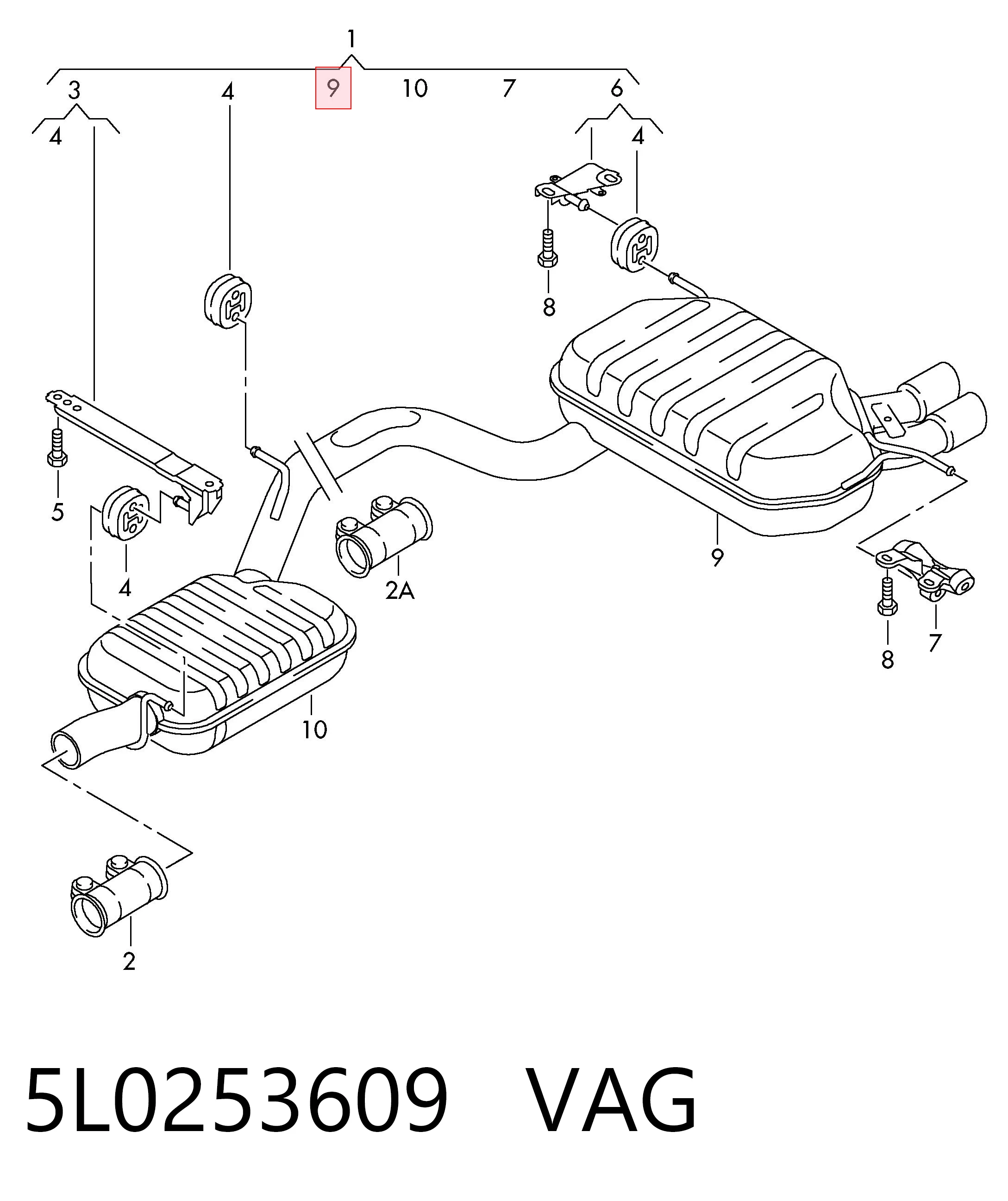 5L0253609 VAG Выхлопная труба