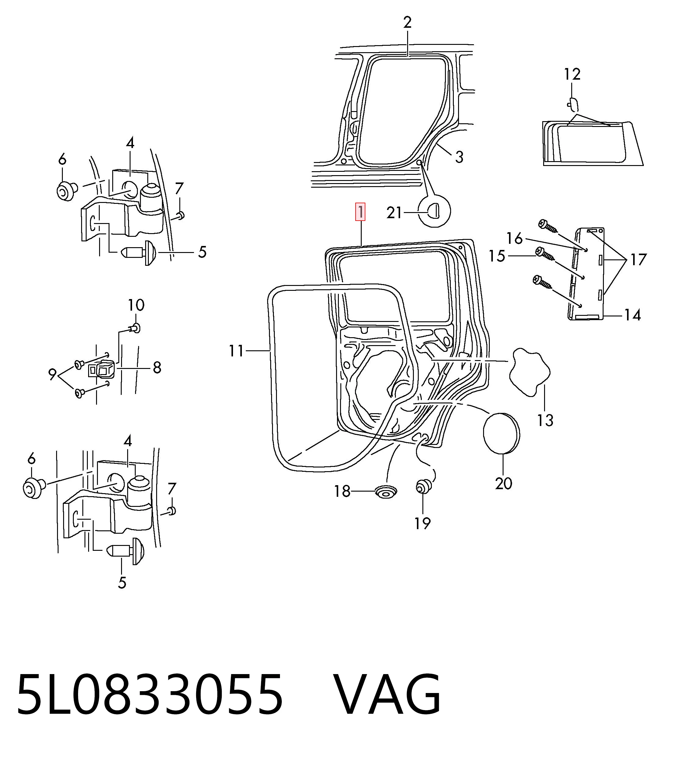 Дверь задняя, левая Skoda Yeti внедорожник (5L) (2009 - 2017) цена, от 126.70 USD