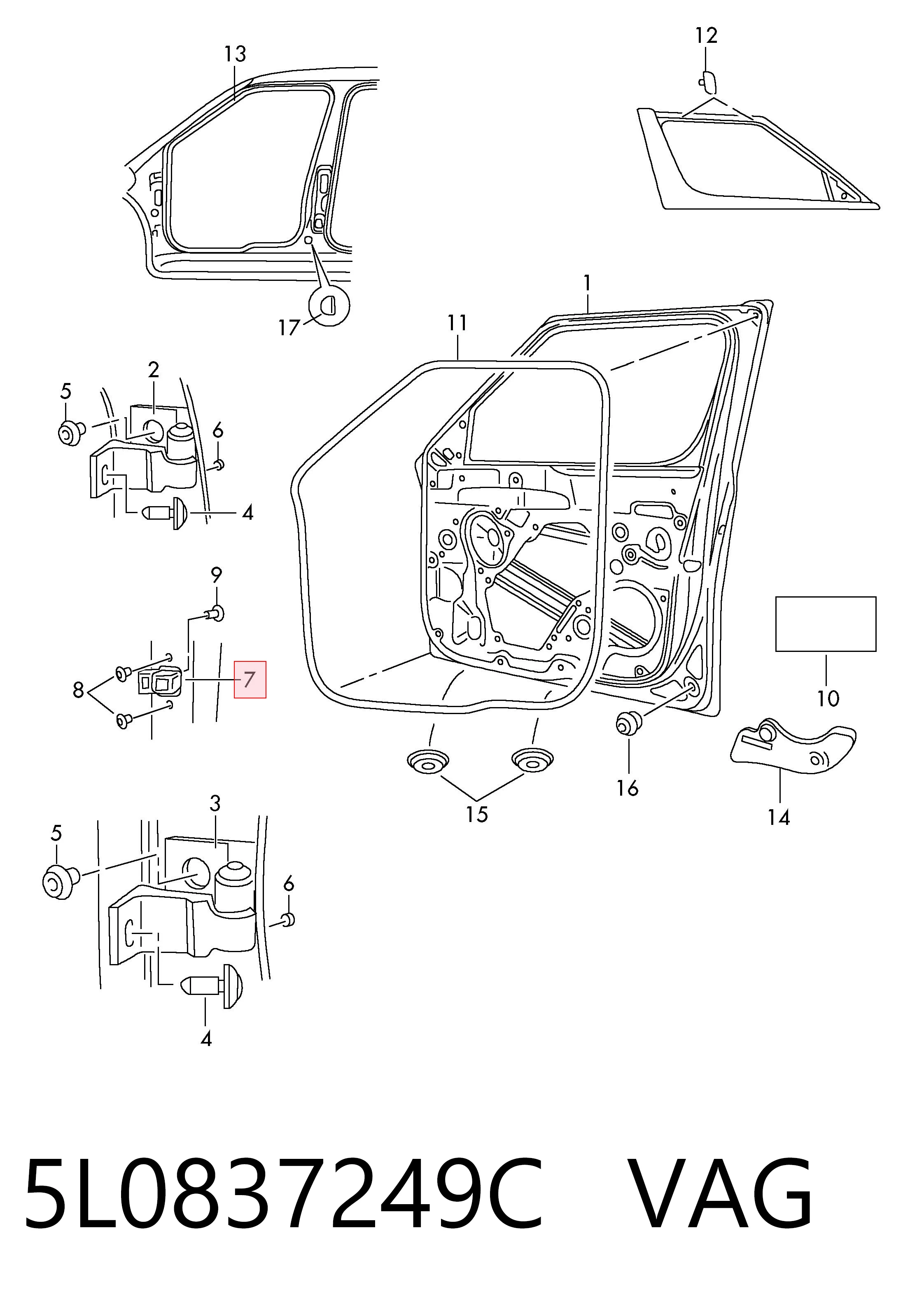 5L0837249C VAG Ограничитель открывания двери