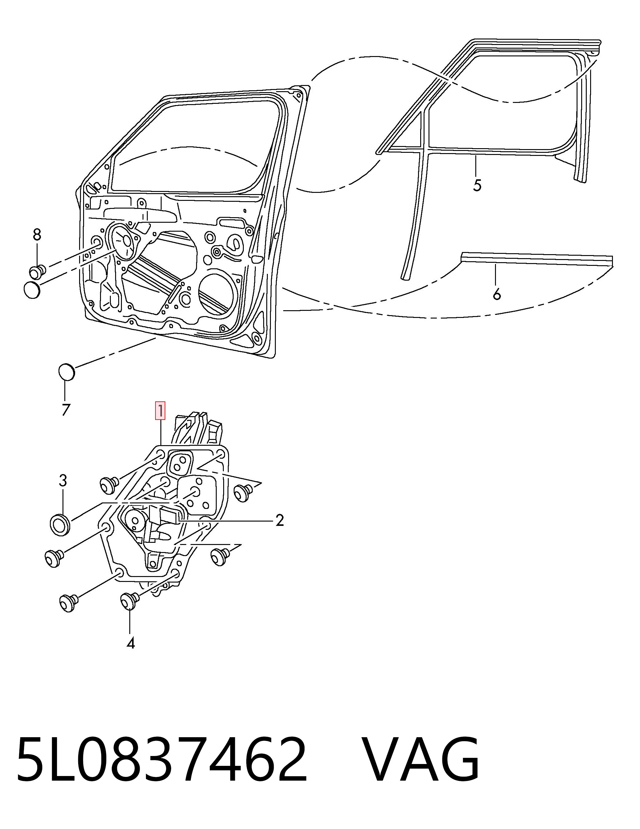 Механизм подъема стекол на Skoda Yeti  5L