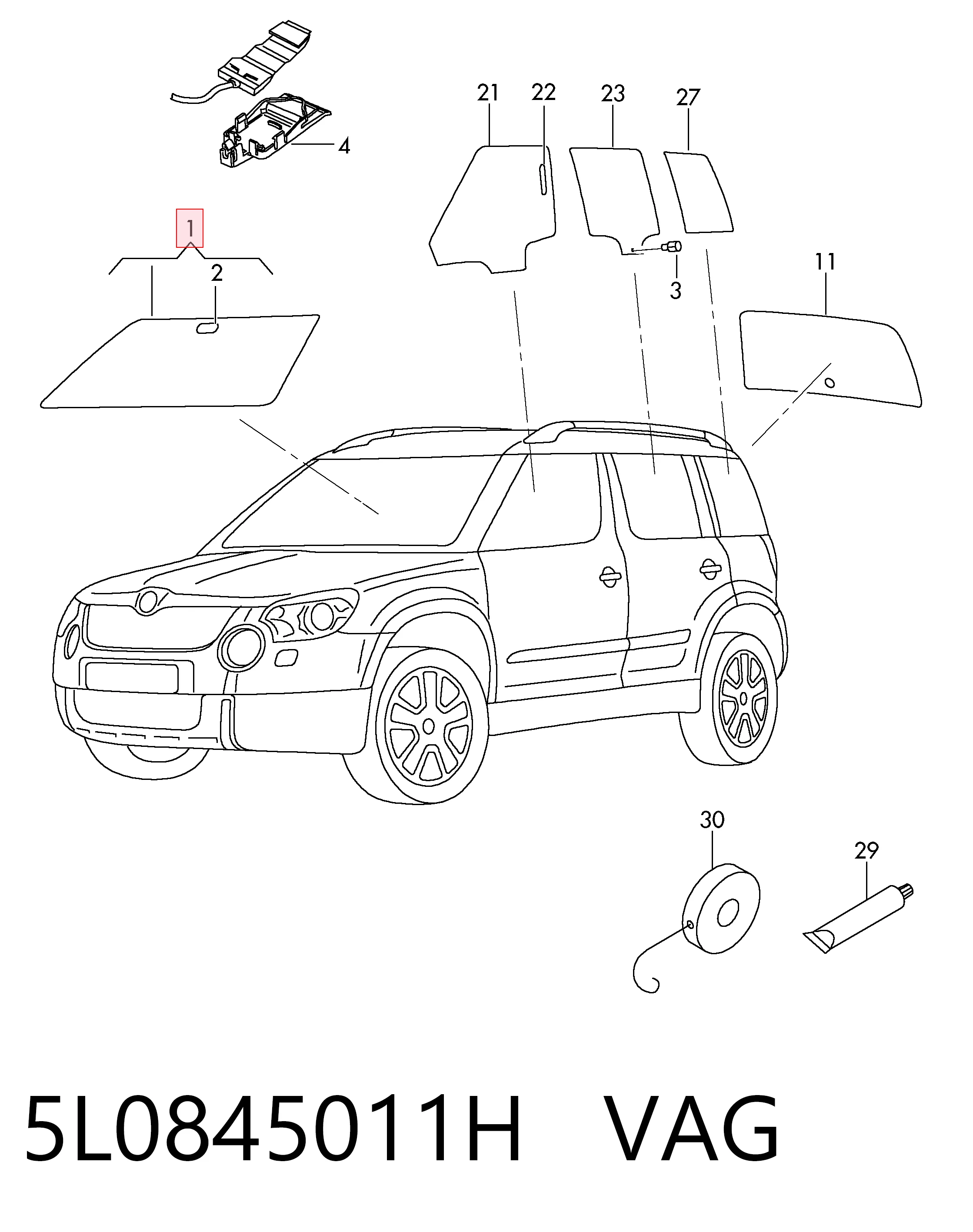 5L0845011H VAG Автостекло