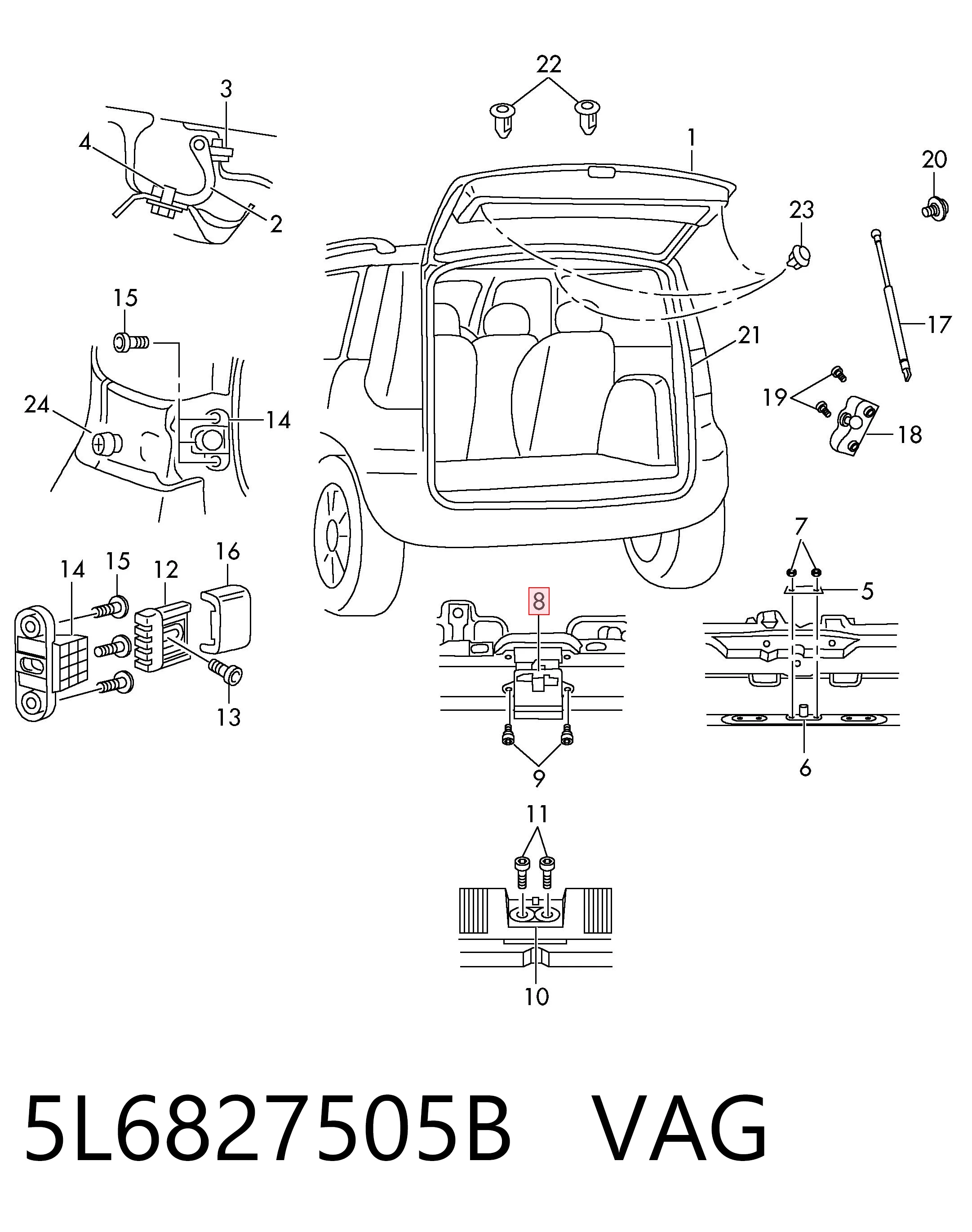 Замок пятой двери на Seat Toledo III 5P2