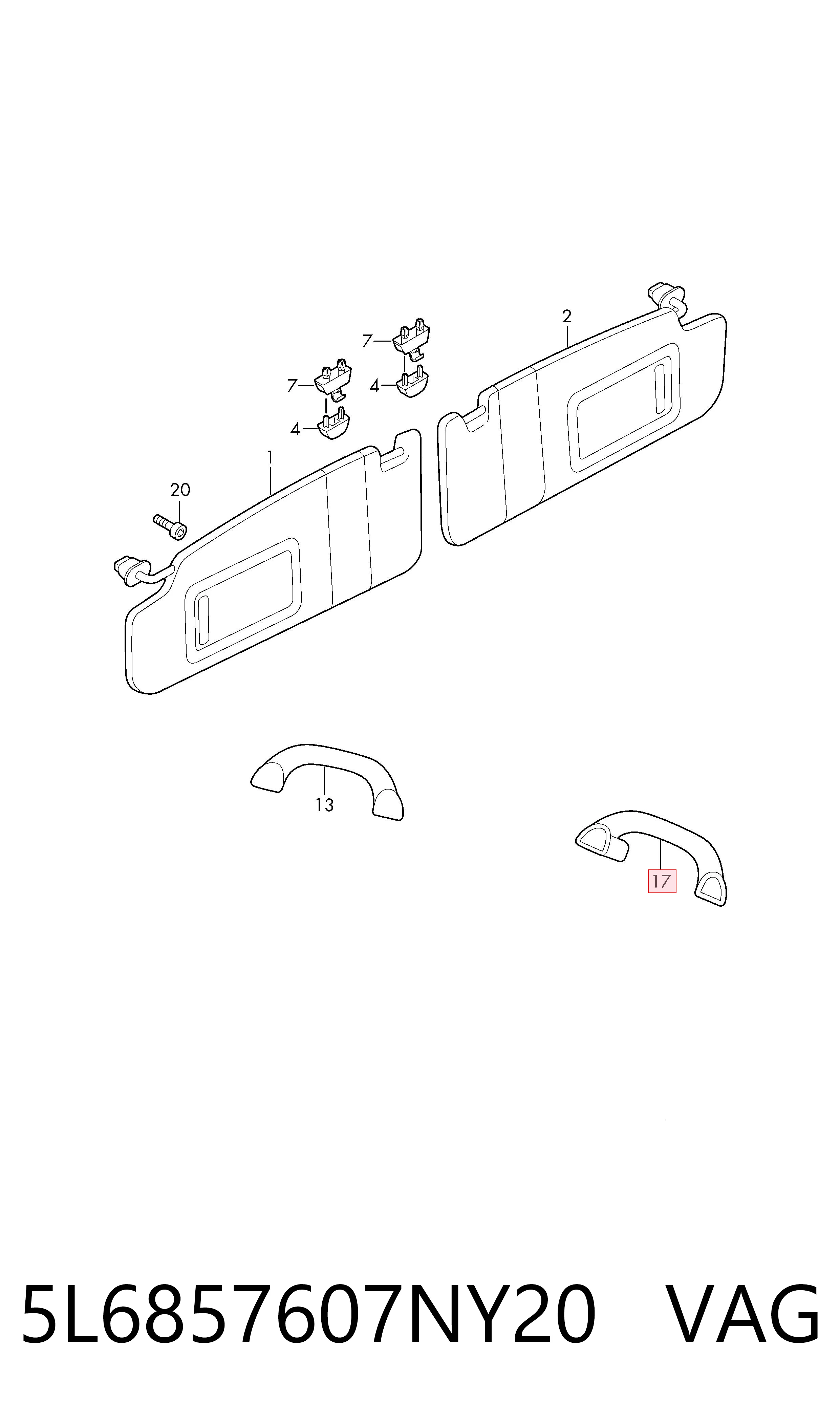 5L6857607NY20 VAG Ручка крыши салона