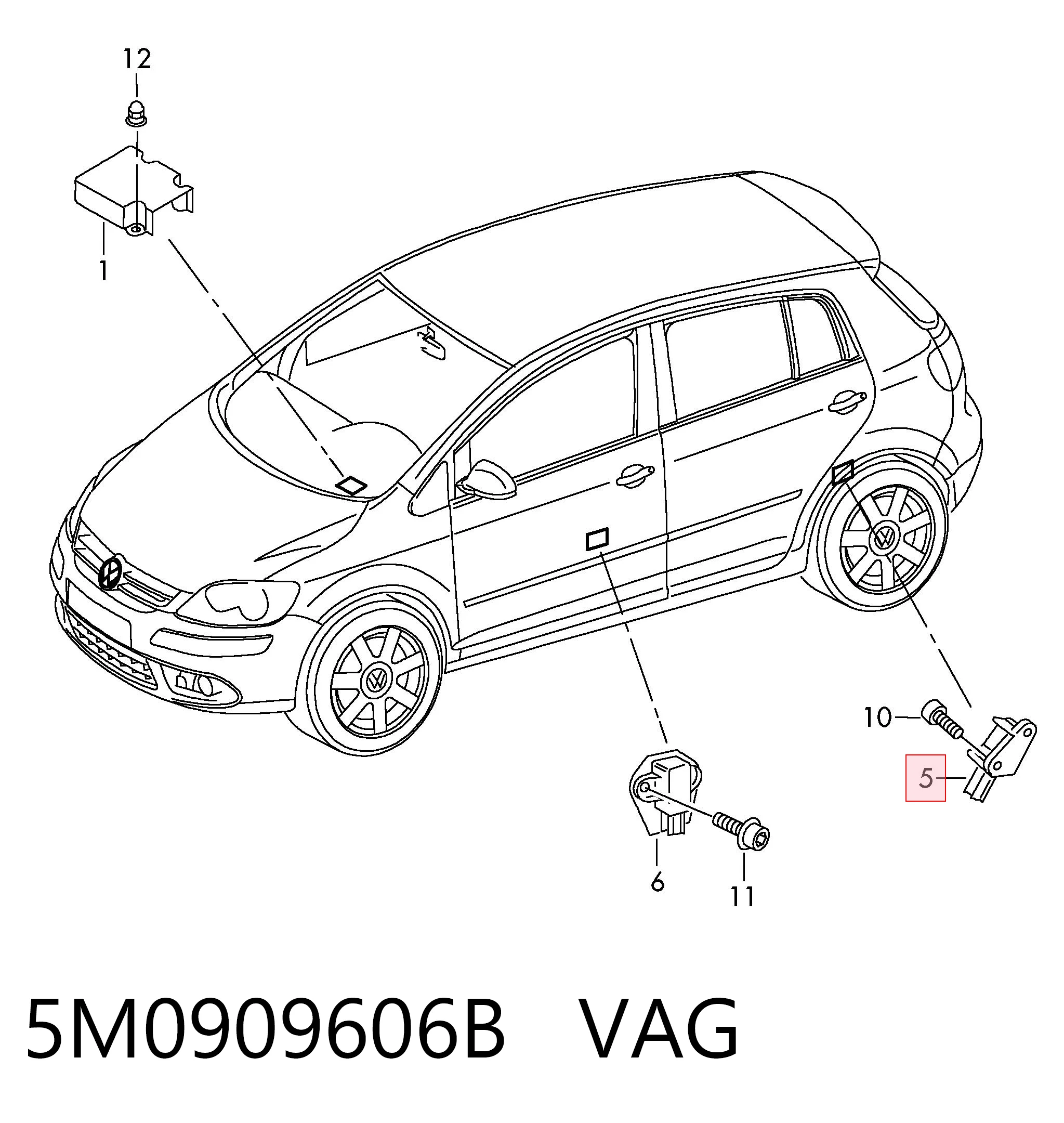 5M0909606B VAG Датчик AIRBAG передний