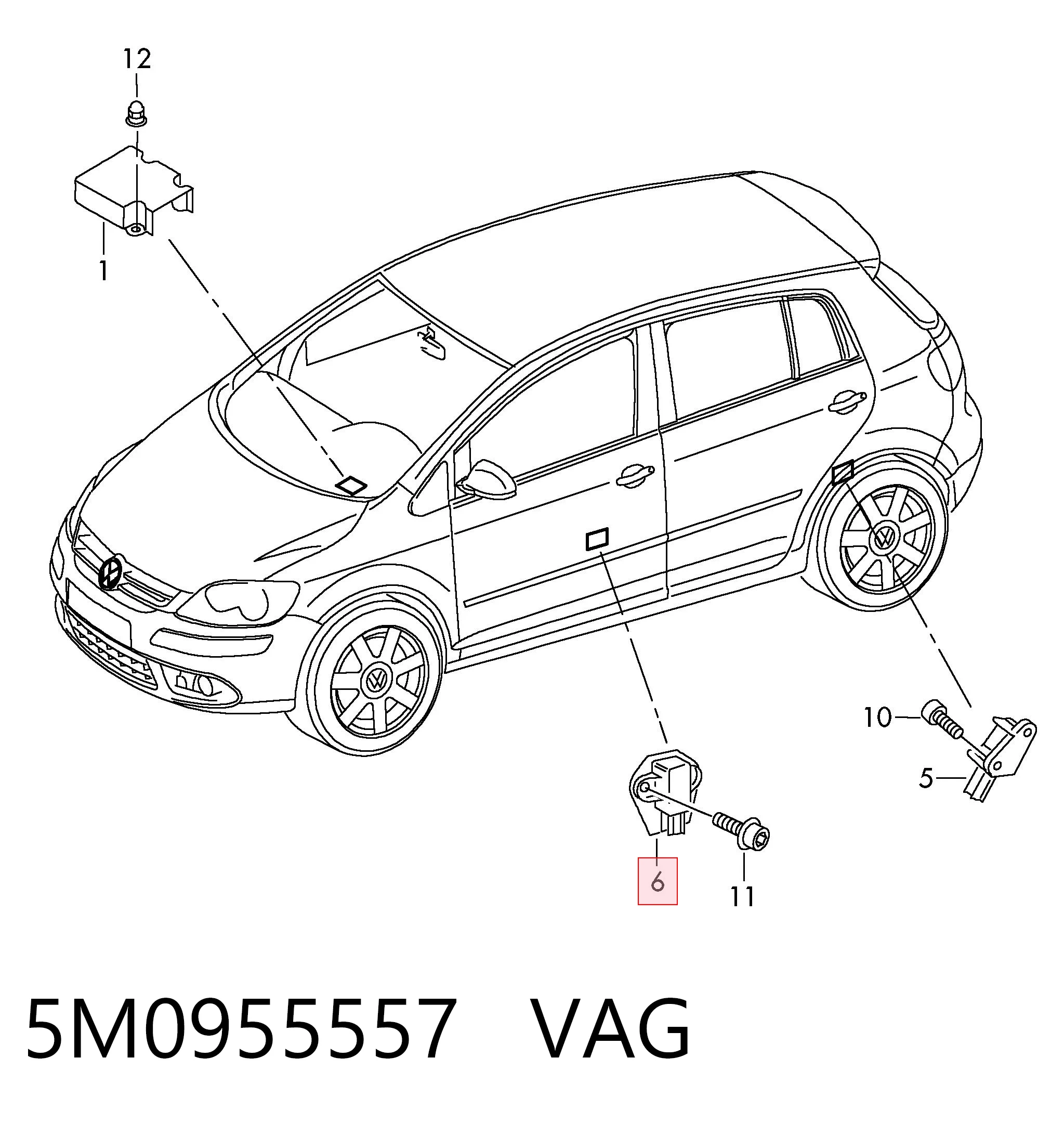 Датчик Эйрбэг передний VAG 5M0955557 цена, от 40.00 USD