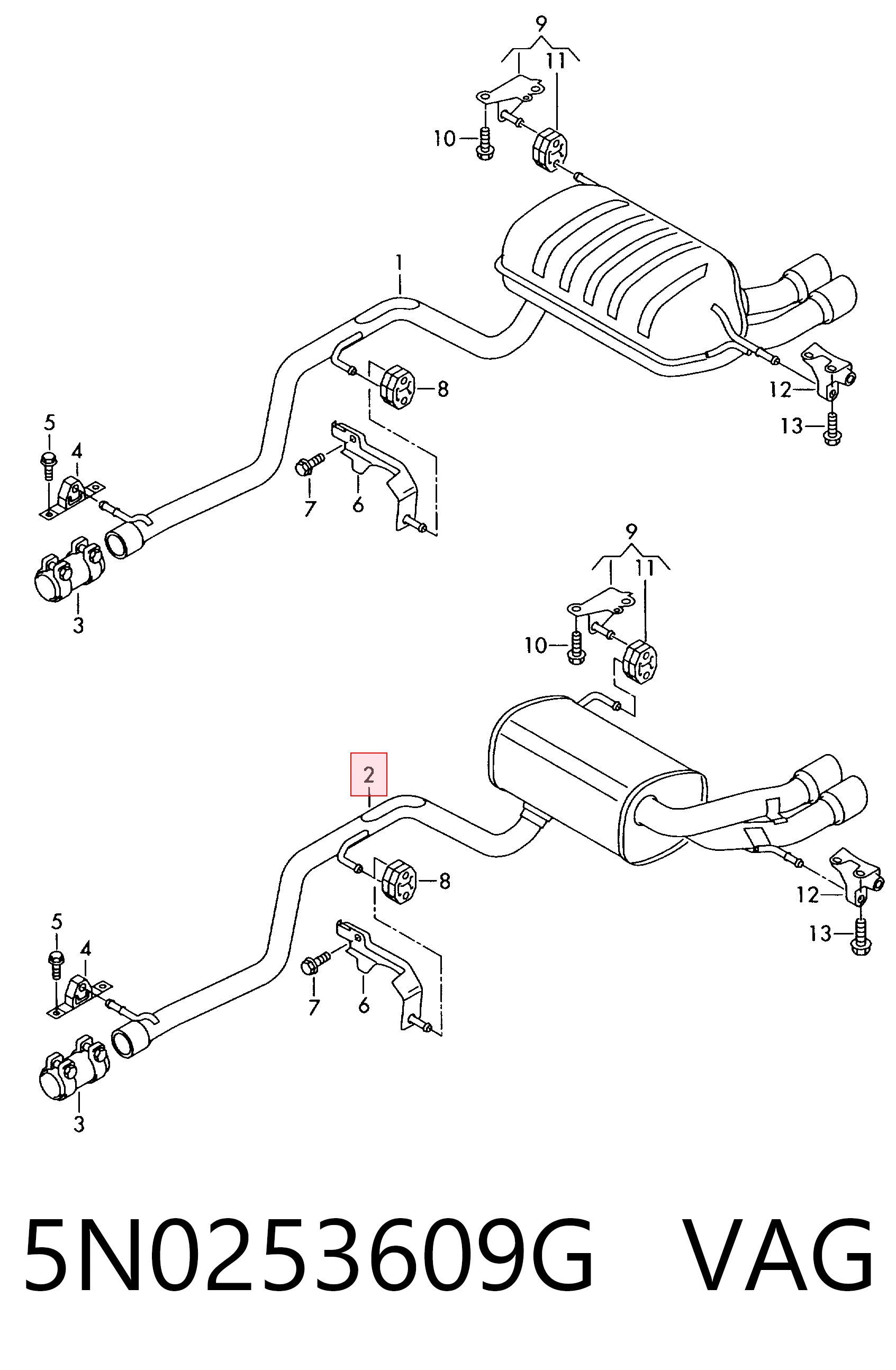 Глушитель задний Volkswagen Golf 1