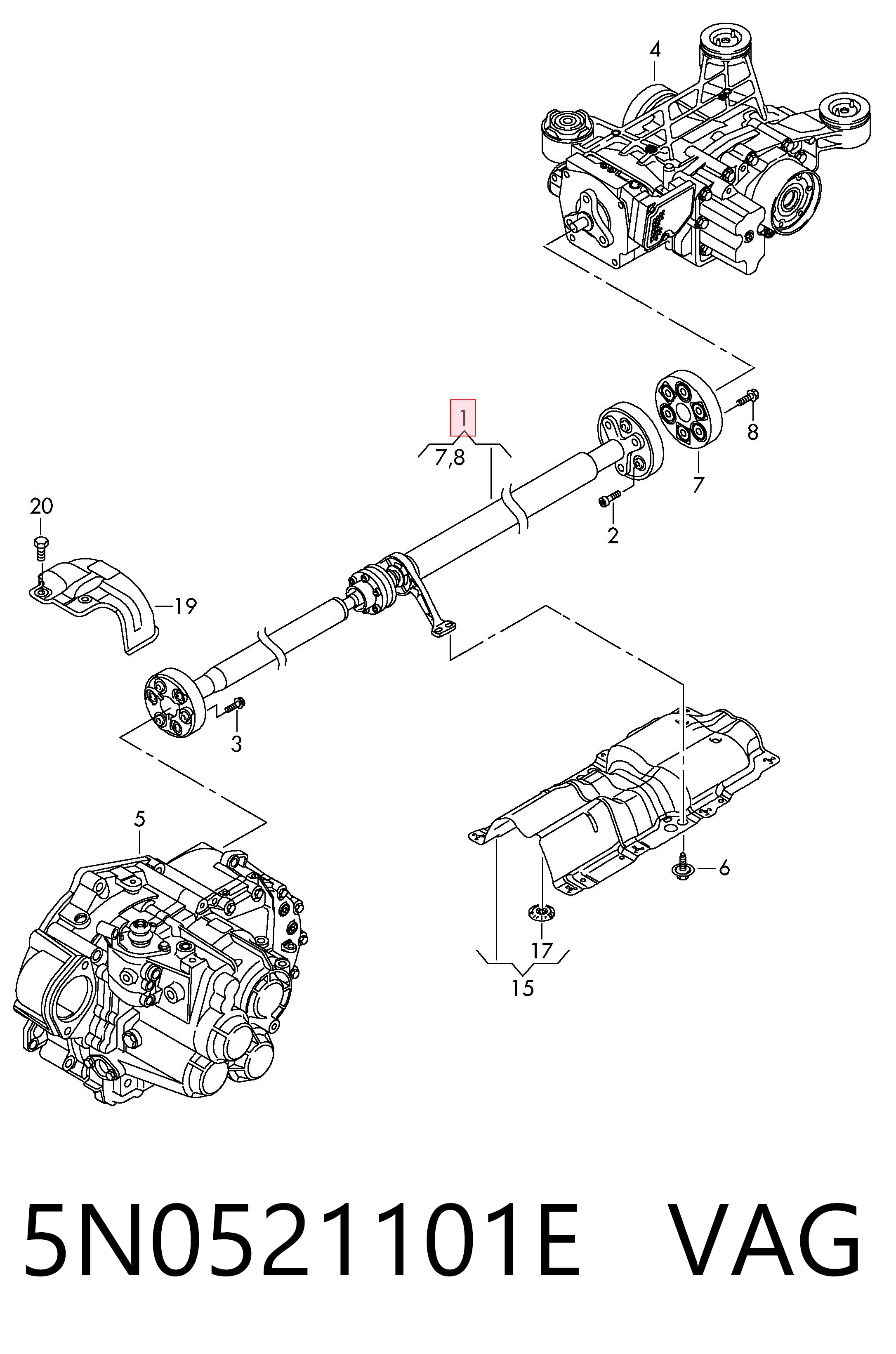  Кардан задний Volkswagen Tiguan 1
