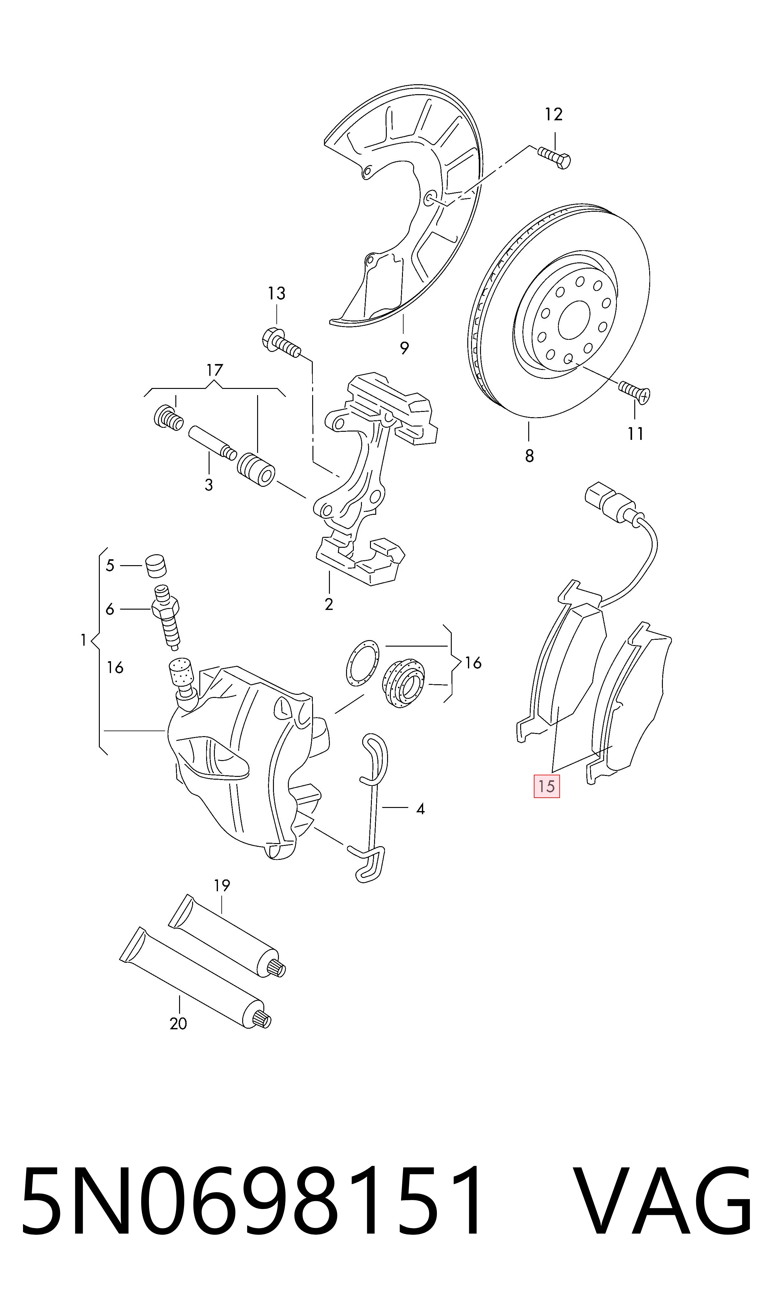 5N0698151 VAG Колодки передние