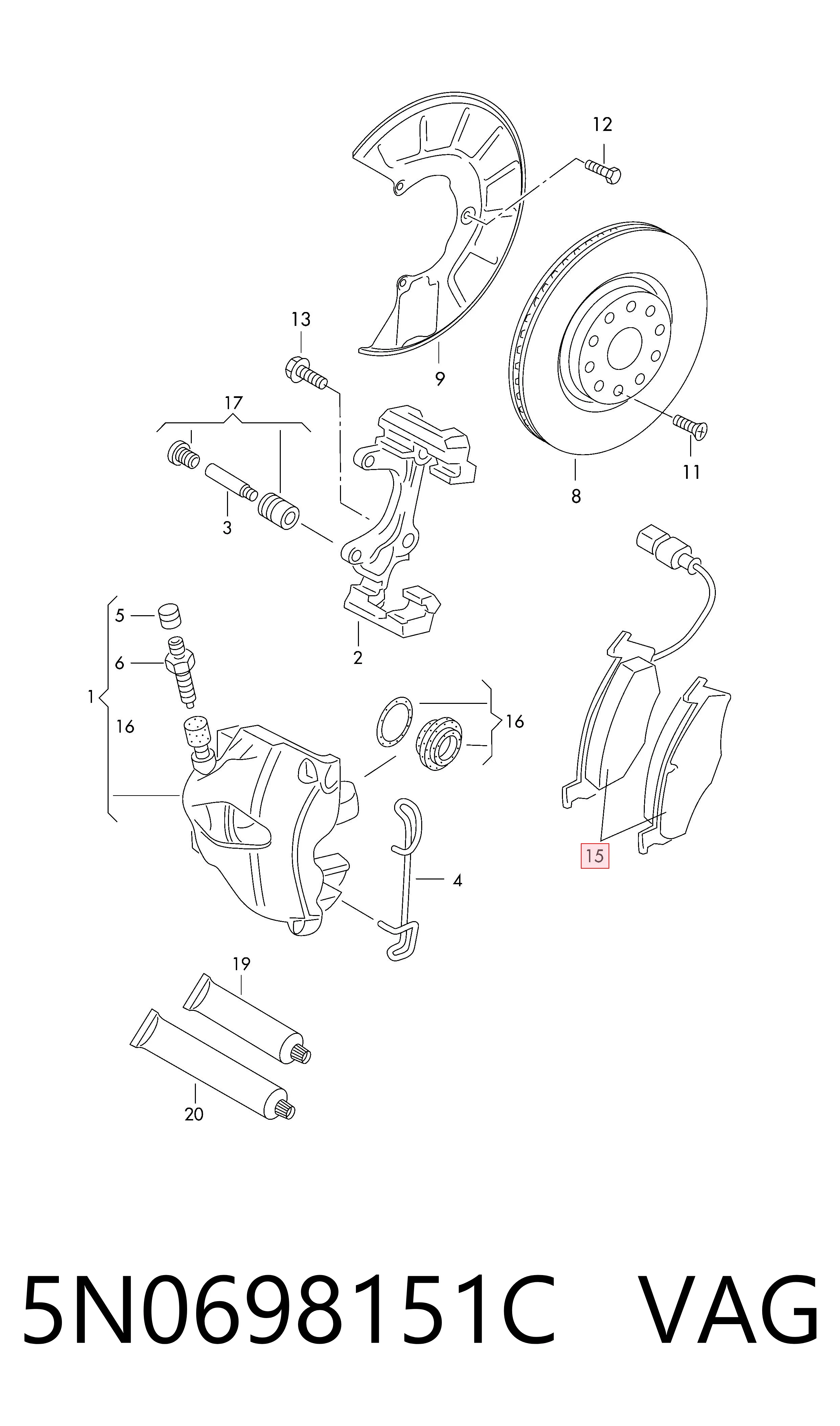 5N0698151C VAG Колодки передние