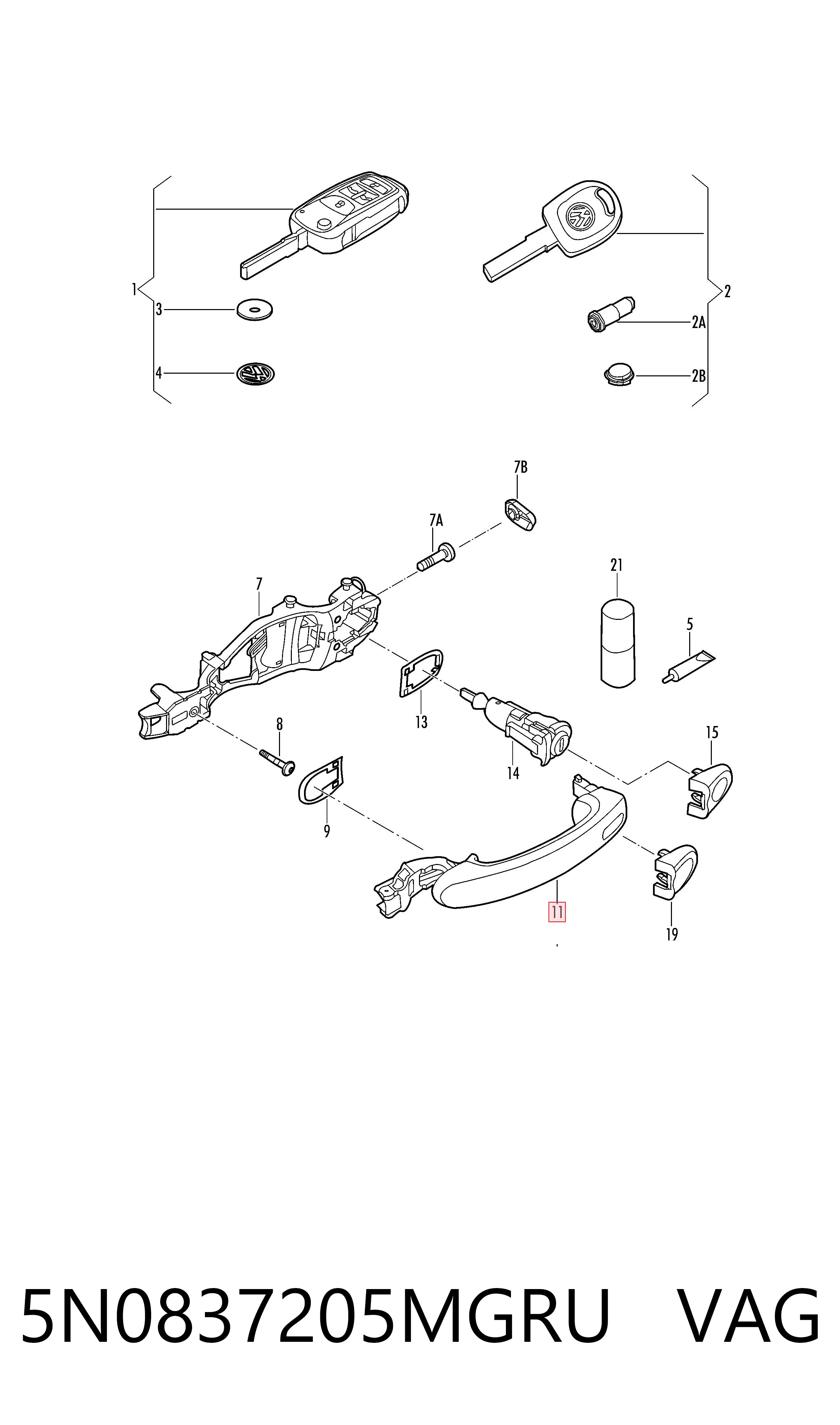 Ручка двери в сборе VAG 5N0837205MGRU цена, от 6.50 USD