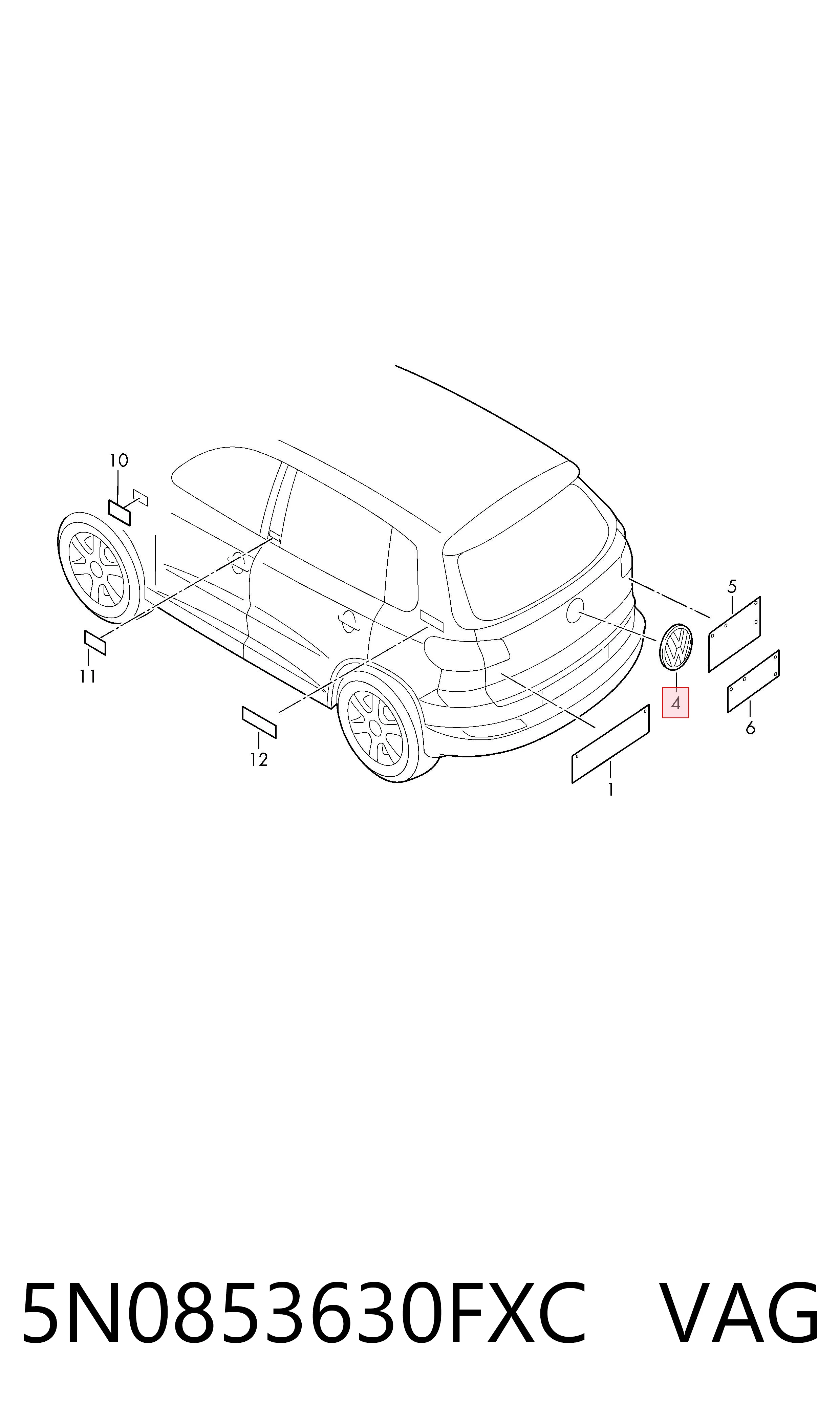 Фирменный значек на багажник на Volkswagen Tiguan I 5N1, 5N2