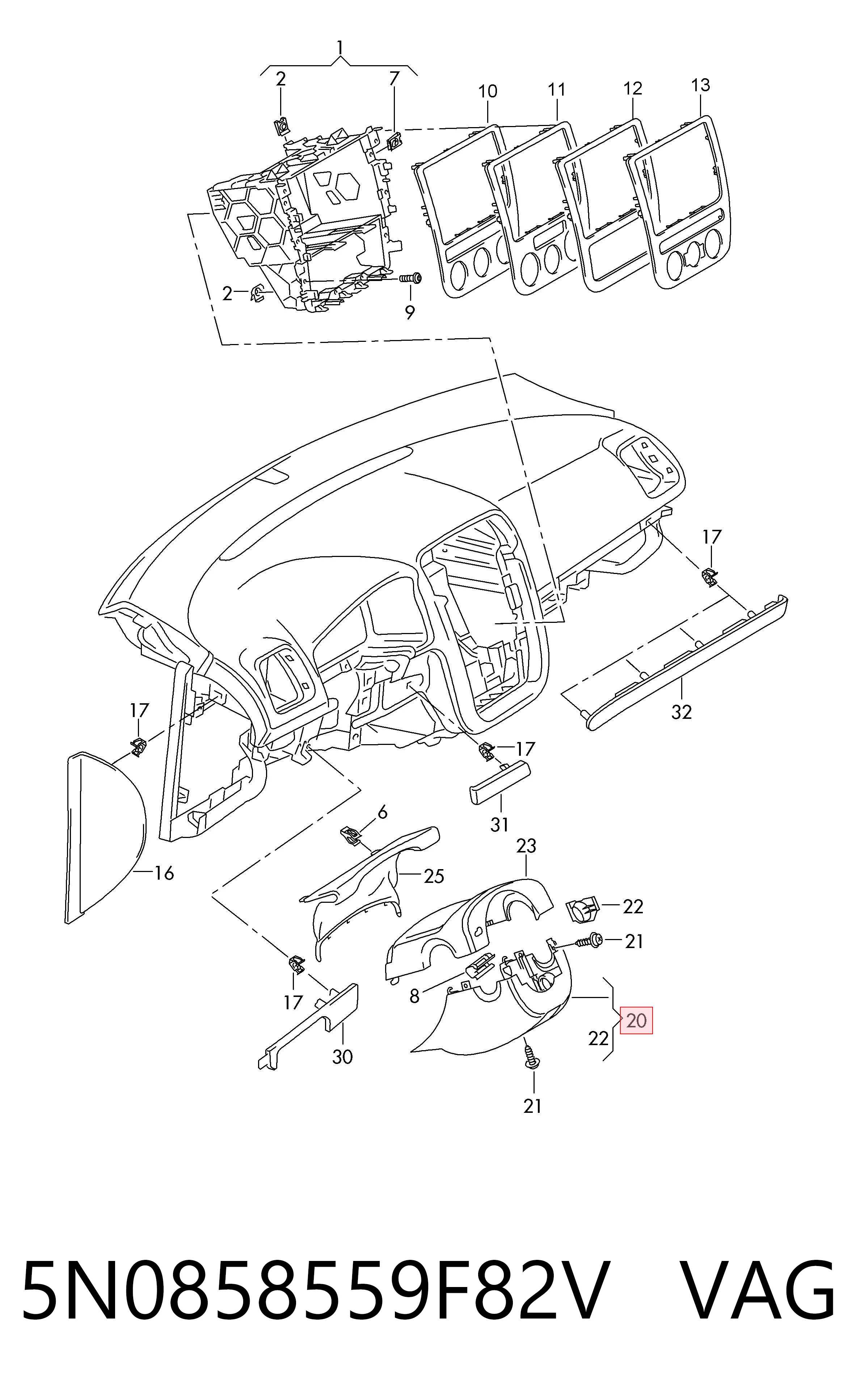 5N0858559F82V VAG Защитный кожух рулевого механизма